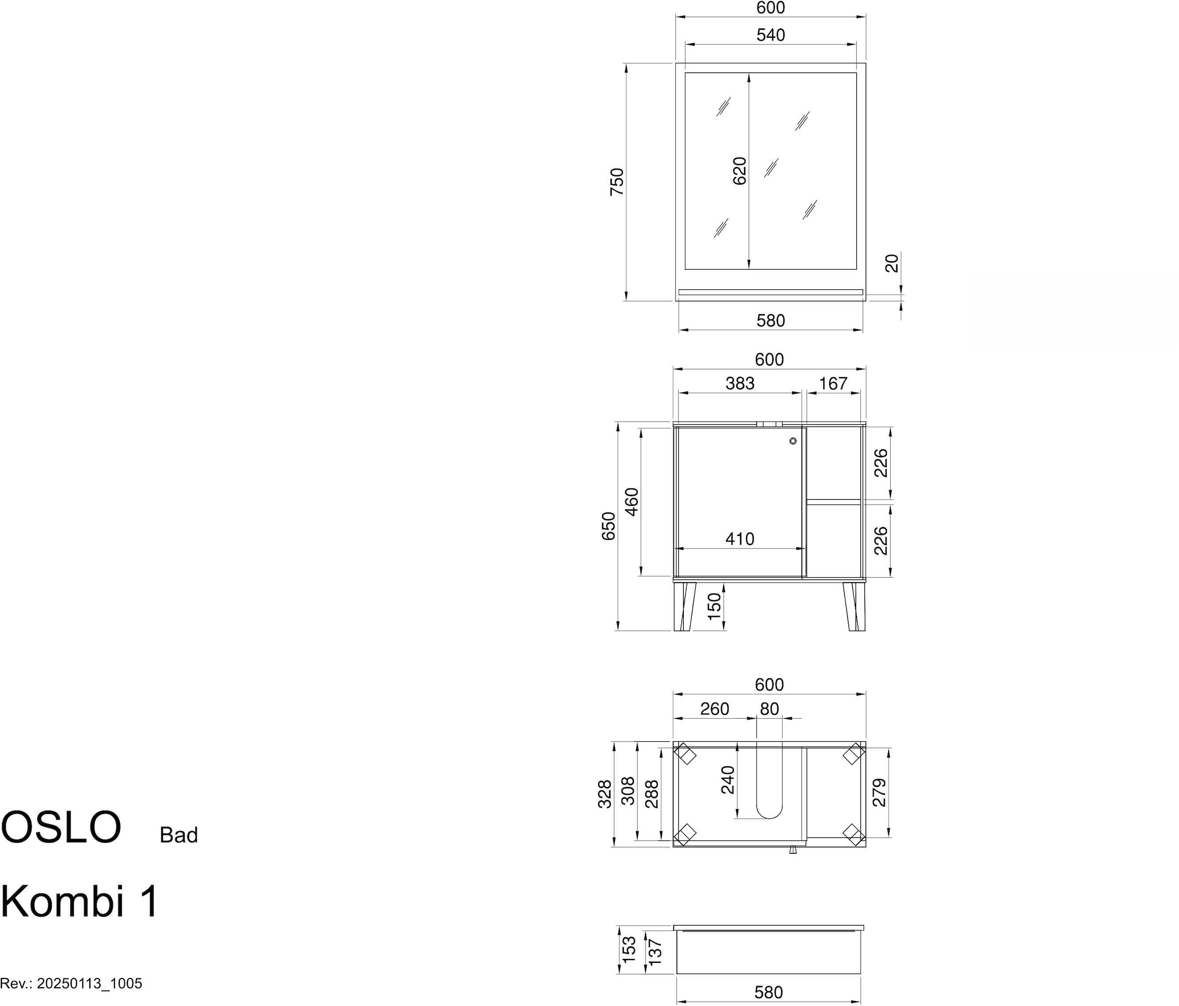 Home affaire Badmöbel-Set »OSLO, Bad im skandinavischen Design« Set, 1 Stk. tlg.