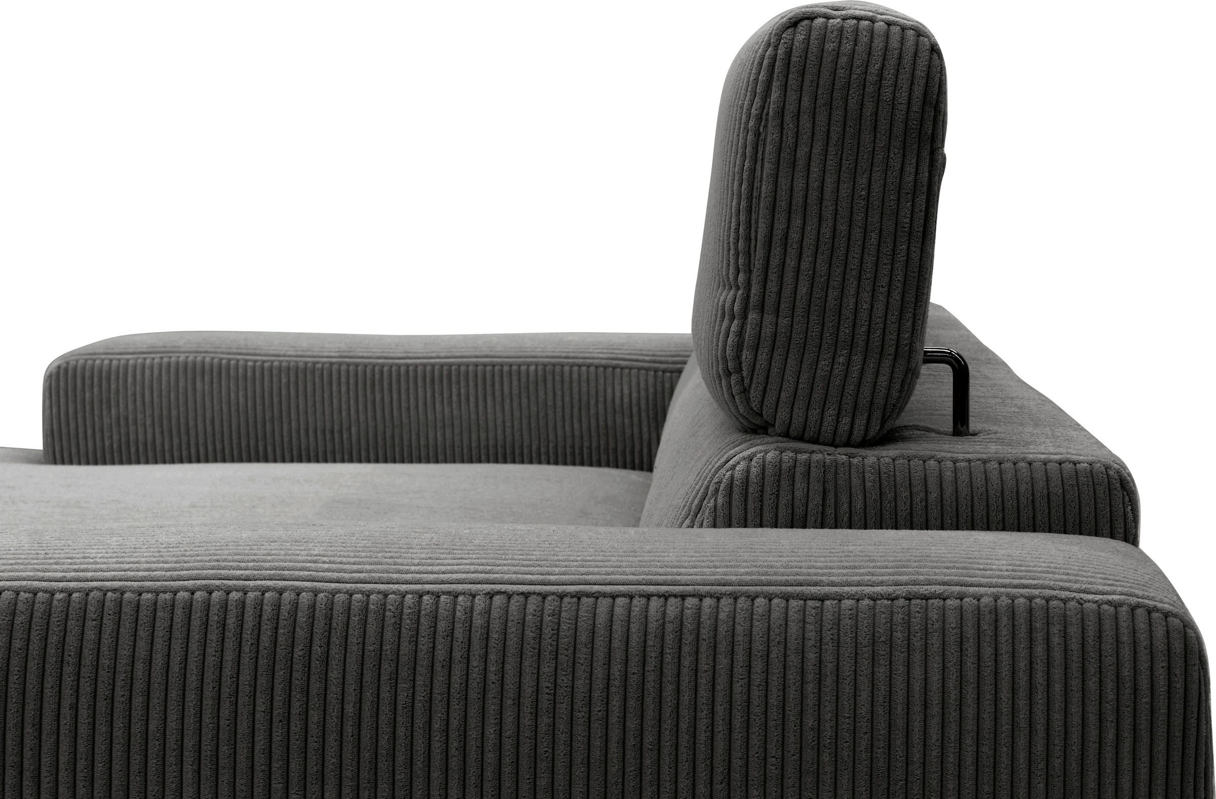 DOMO collection Ecksofa »BRANDON inkl. Kopfteilverstellung,  214x100x80 cm, L-Form« Cord, grau