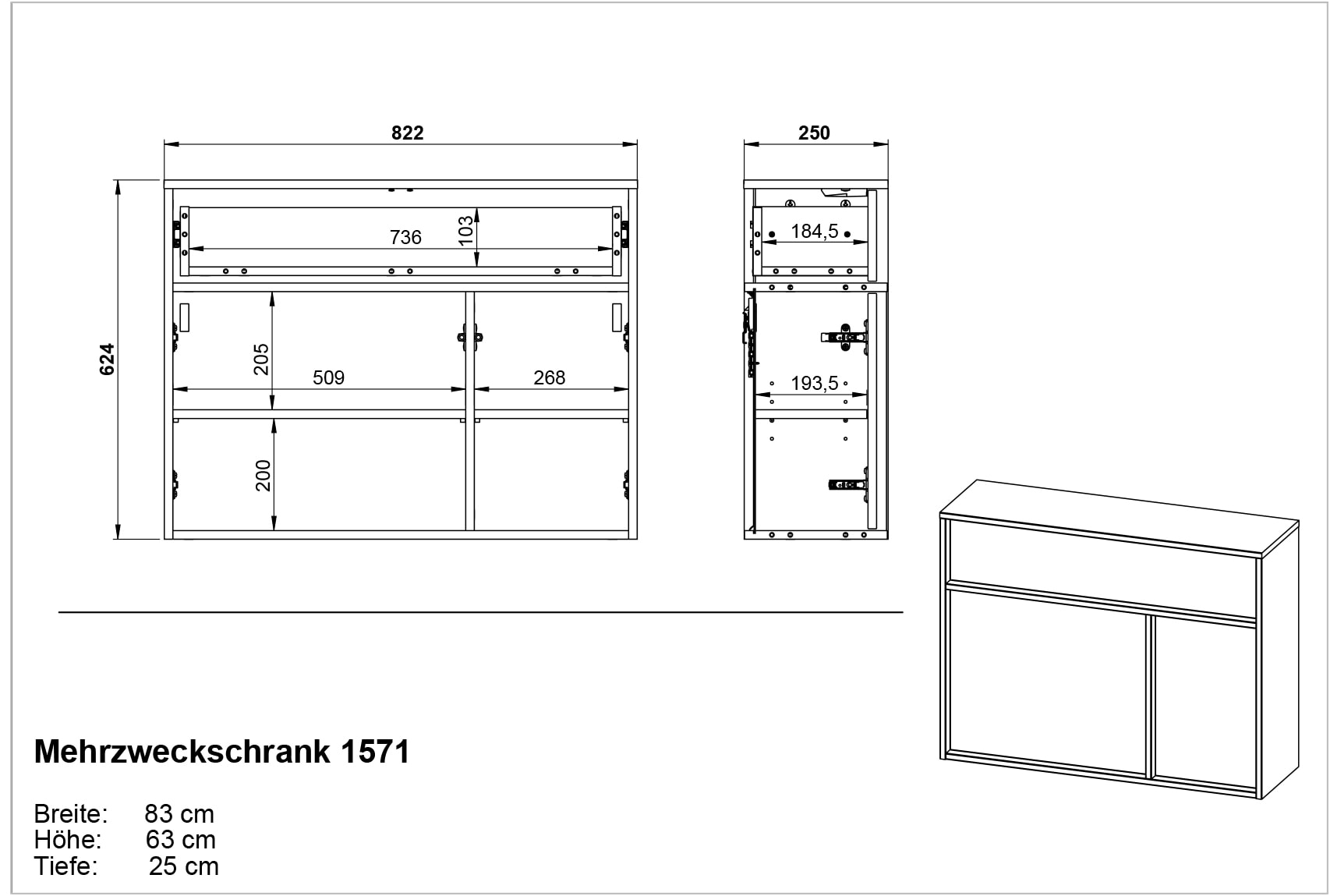 GERMANIA Mehrzweckschrank »Ameca 2.0« stehend und hängend montierbar, moderner Flurschrank, Breite 83 cm