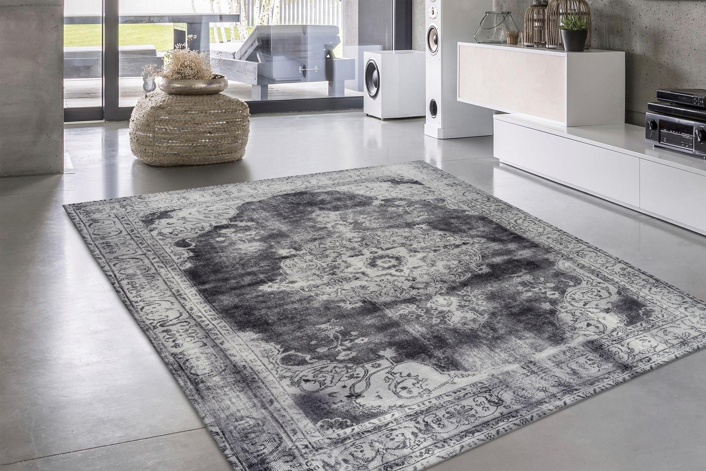 my home Teppich »Rayan« rechteckig 9 mm Höhe Orient-Design, Vintage, Kurzflor, Teppich mit Bordüre