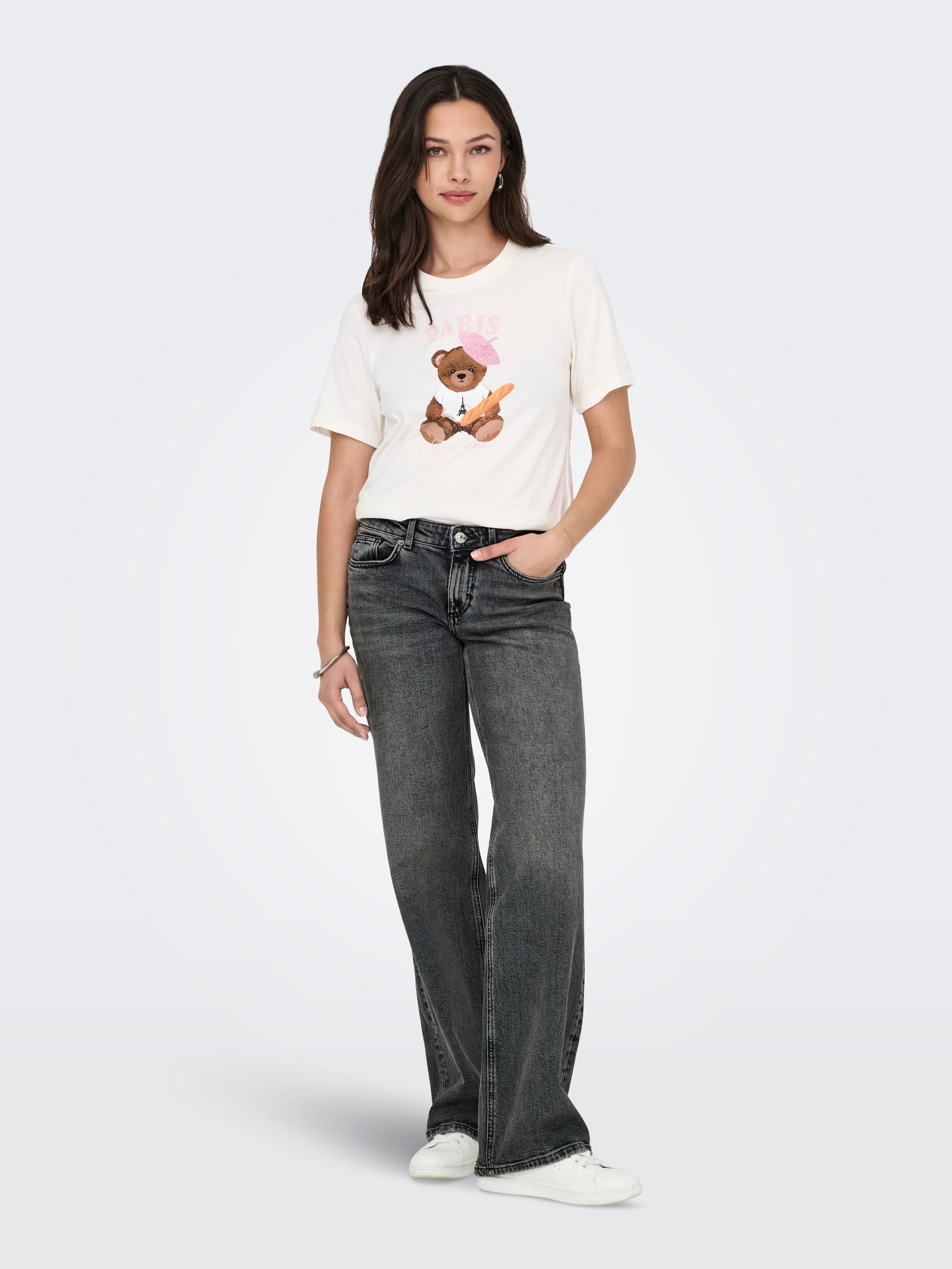 ONLY Jeans taille basse »ONLJUICY LW WIDE DNM DOT890 NOOS« mélange de coton