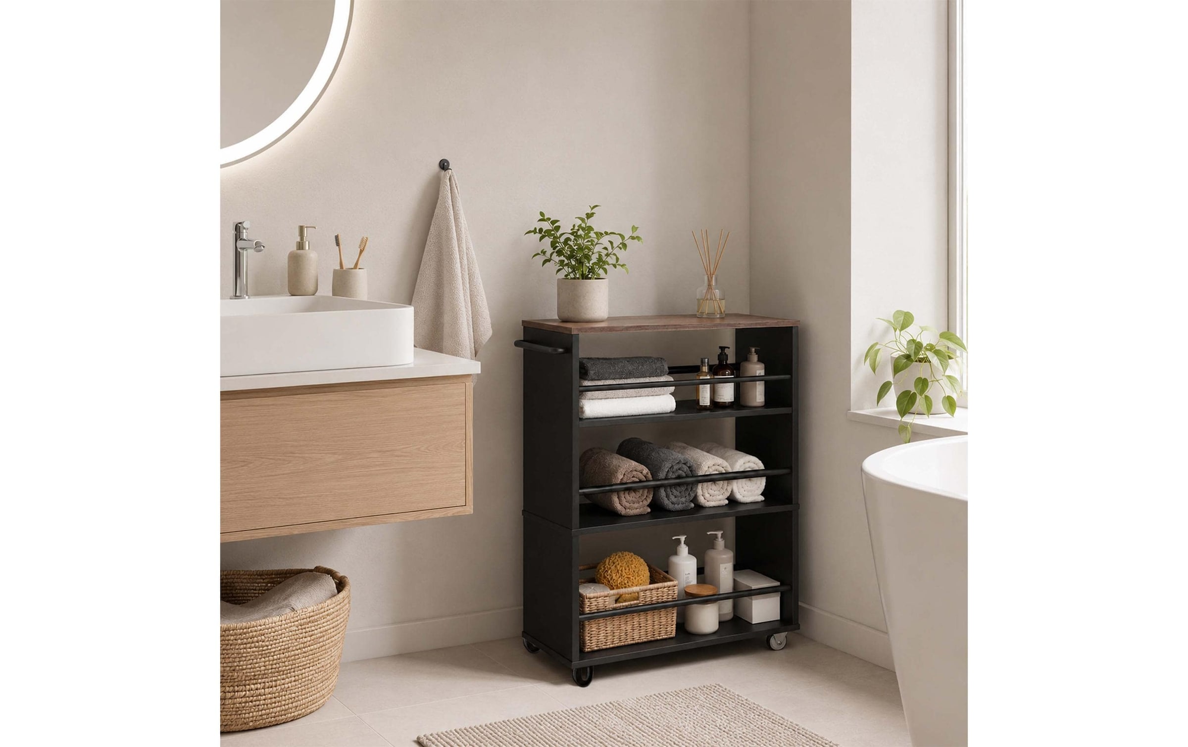 relaxdays Chariot d'appoint »Nischenordnungswagen 15 x 80 x 45 cm«