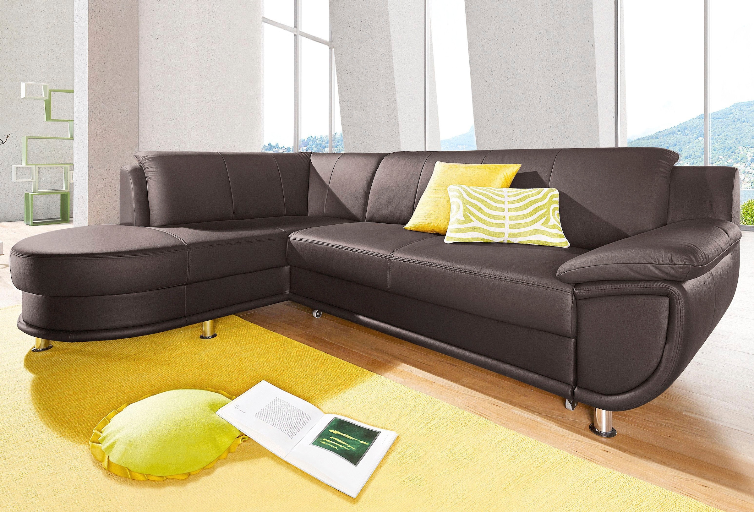 TRENDMANUFAKTUR Canapé d'angle »Rondo, zeitlos und elegant, bequem, L-Form« Au choix avec ressorts, au choix avec fonction lit