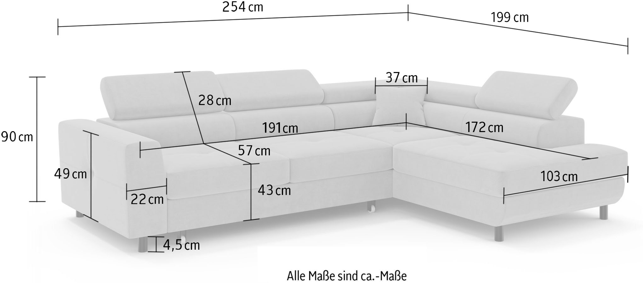 GOODproduct Ecksofa »AADEN Schlafsofa 254 cm - OTTO. Verlässliche Qualität.« mit Bettfunktion, Bettkasten, Kopfstützen, rechts/links bestellbar