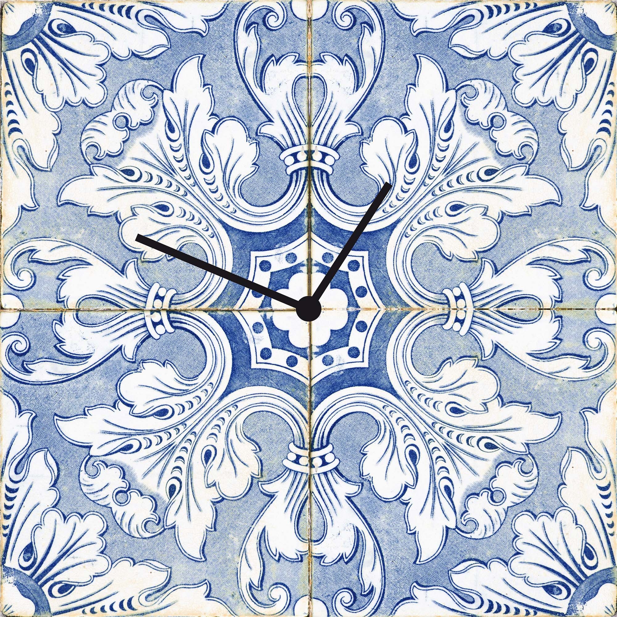 queence Horloge murale »Sophia, Fliesenoptik« Uhr, geräuschlos, Mosaik, Kachel, blau, gelb