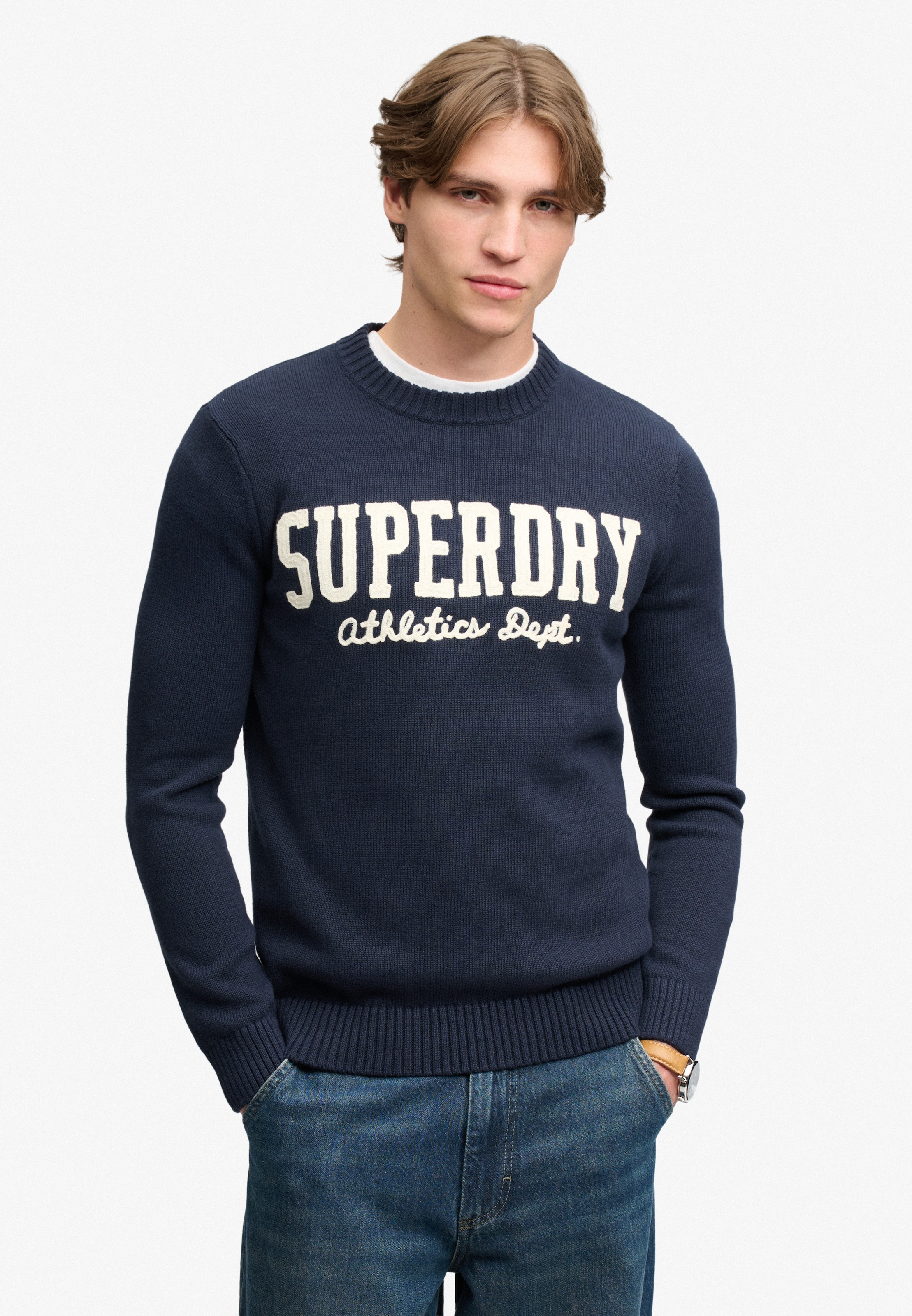 Superdry Rundhalspullover »APPLIQUE GRAPHIC JUMPER« Baumwolle, slim fit