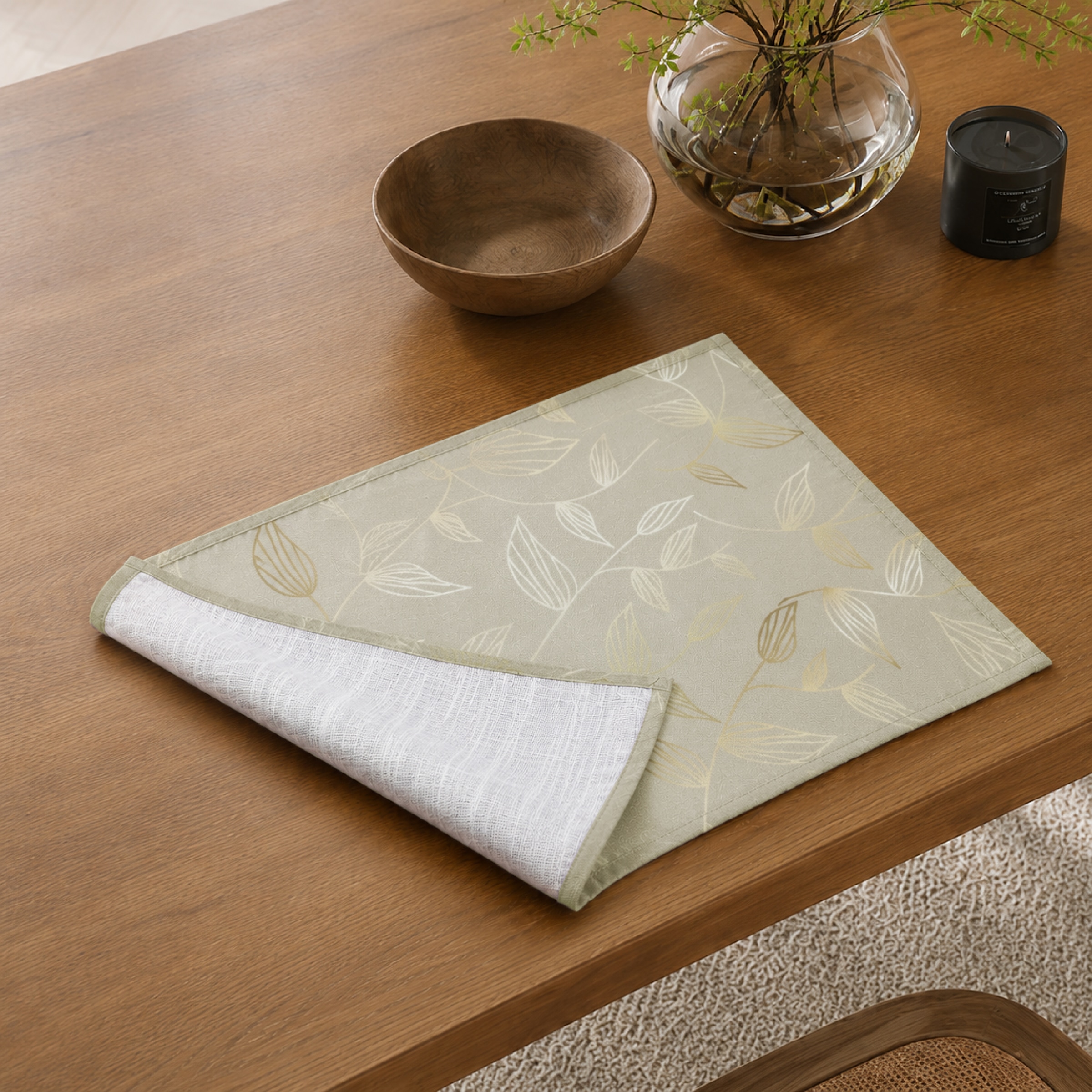 GOODproduct Set de table »Raffon« ensemble de 2, imprimé, motif feuilles élégant