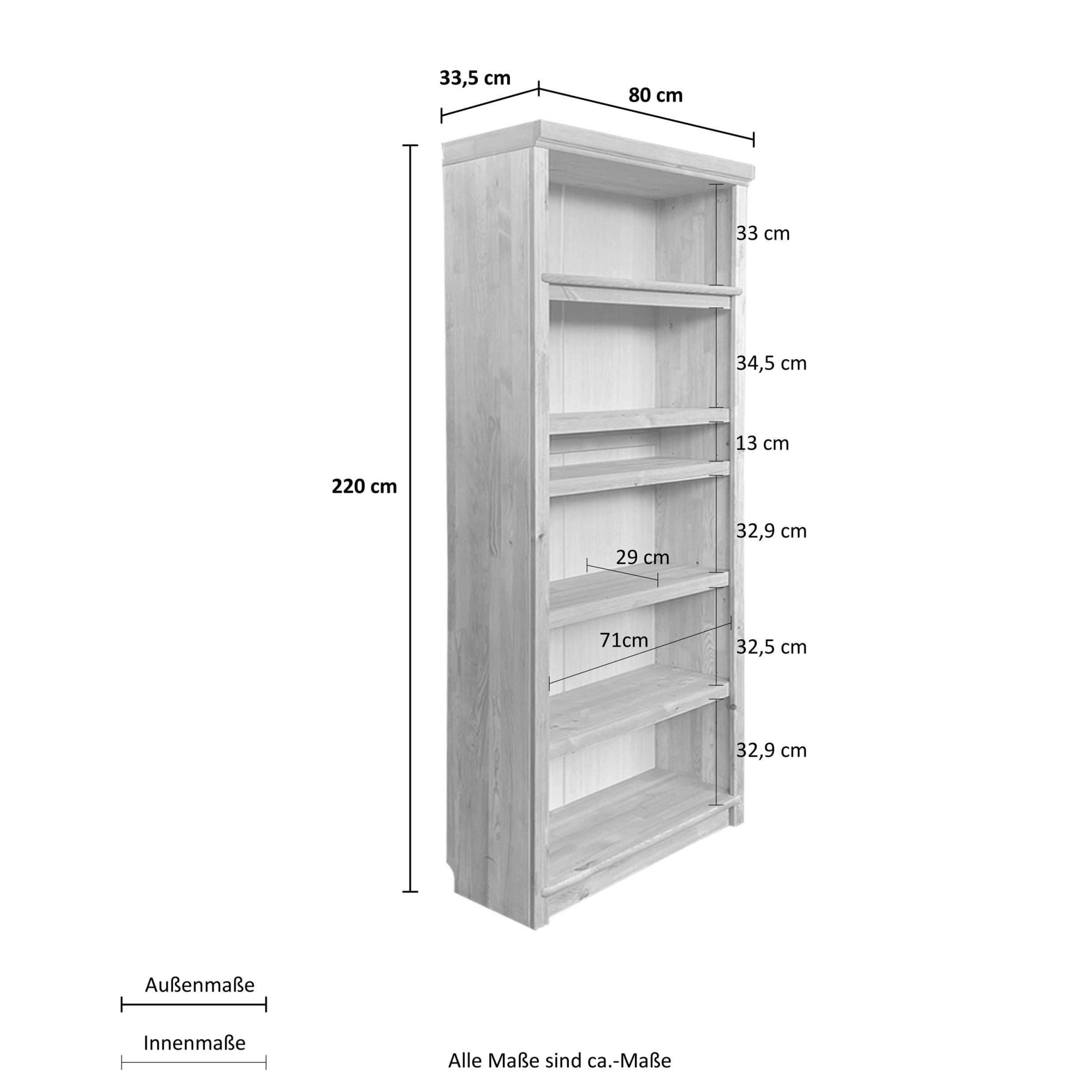 GOODproduct Bücherregal »Soeren Regal B/T/H: 80/33,5/220 cm, mit 6 Fächern« massive Kiefer, FSC®-zertifizier