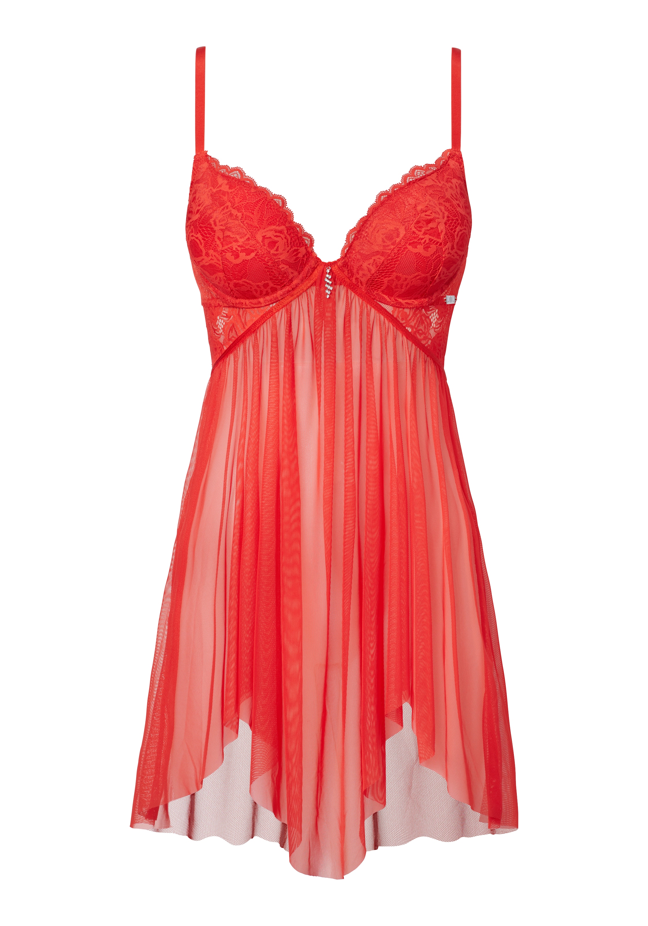 JETTE Négligé aus edler Spitze und transparentem Tüll, sexy Dessous, Reizwäsche
