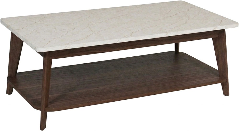 Jahnke Table basse »SIXTY COFFEE« table basse, 2 niveaux, style scandinave, aspect noyer et marbre, largeur : 110 cm