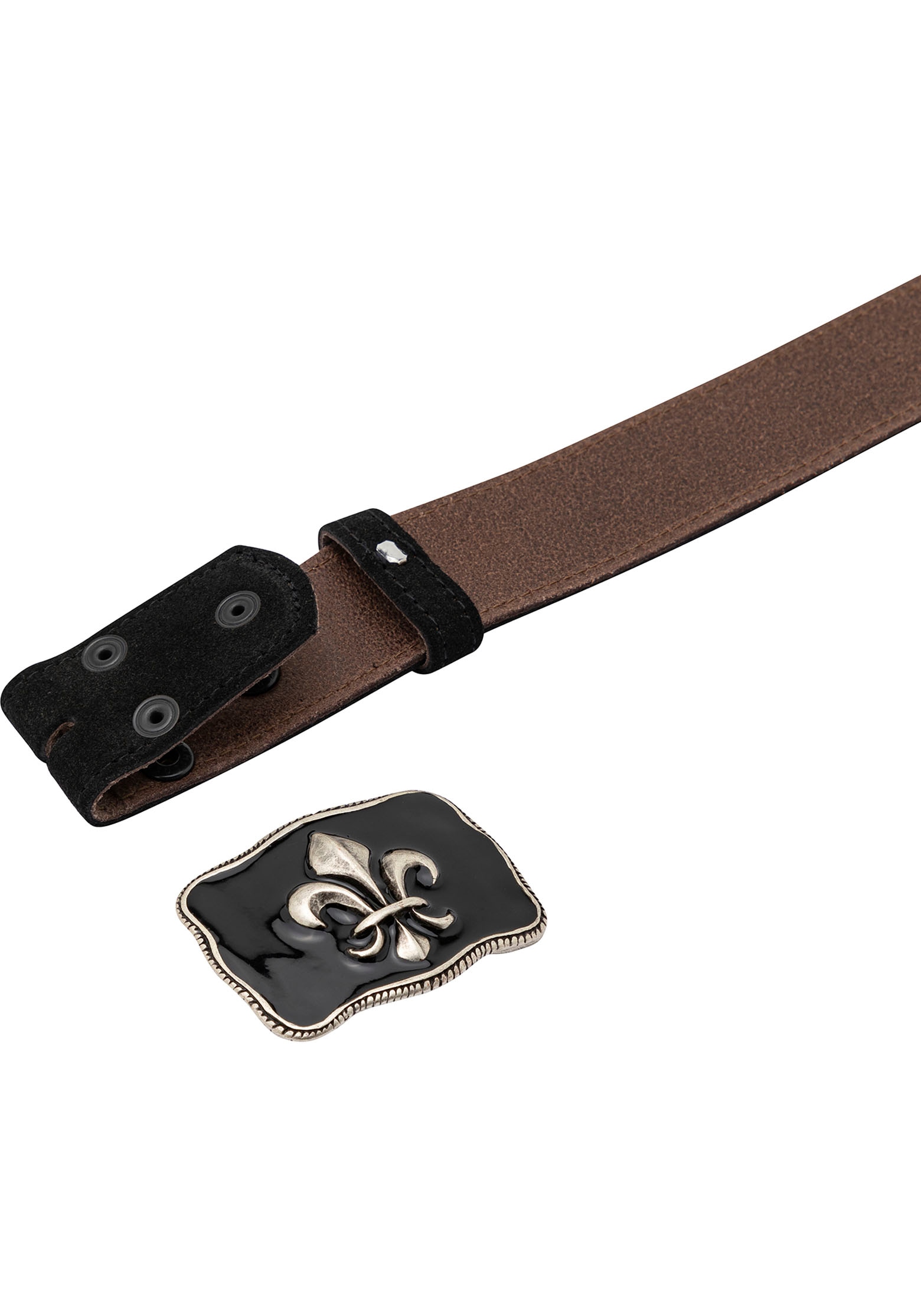 Rettungsring Gürtel Ledergürtel mit austauschbarer Schliesse »Lilie Silber Schwarz«