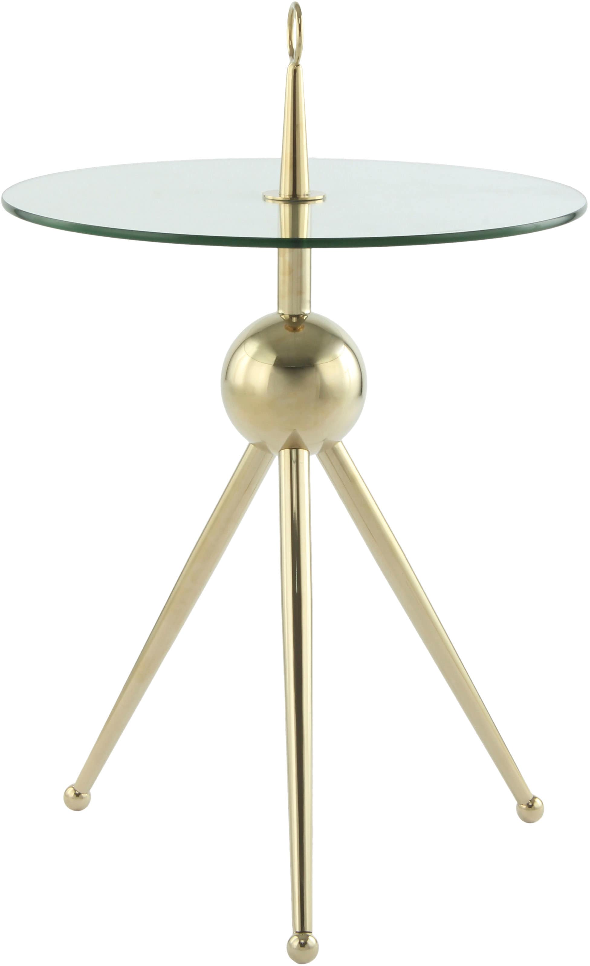 Kayoom Beistelltisch »Ontario 325, Runde  Glasplatte aus Sicherheitsglas, 100% Edelstahl« 1 Stk. tlg. Minimalistisch, Gestell in Tripod-Design, mit Tragering