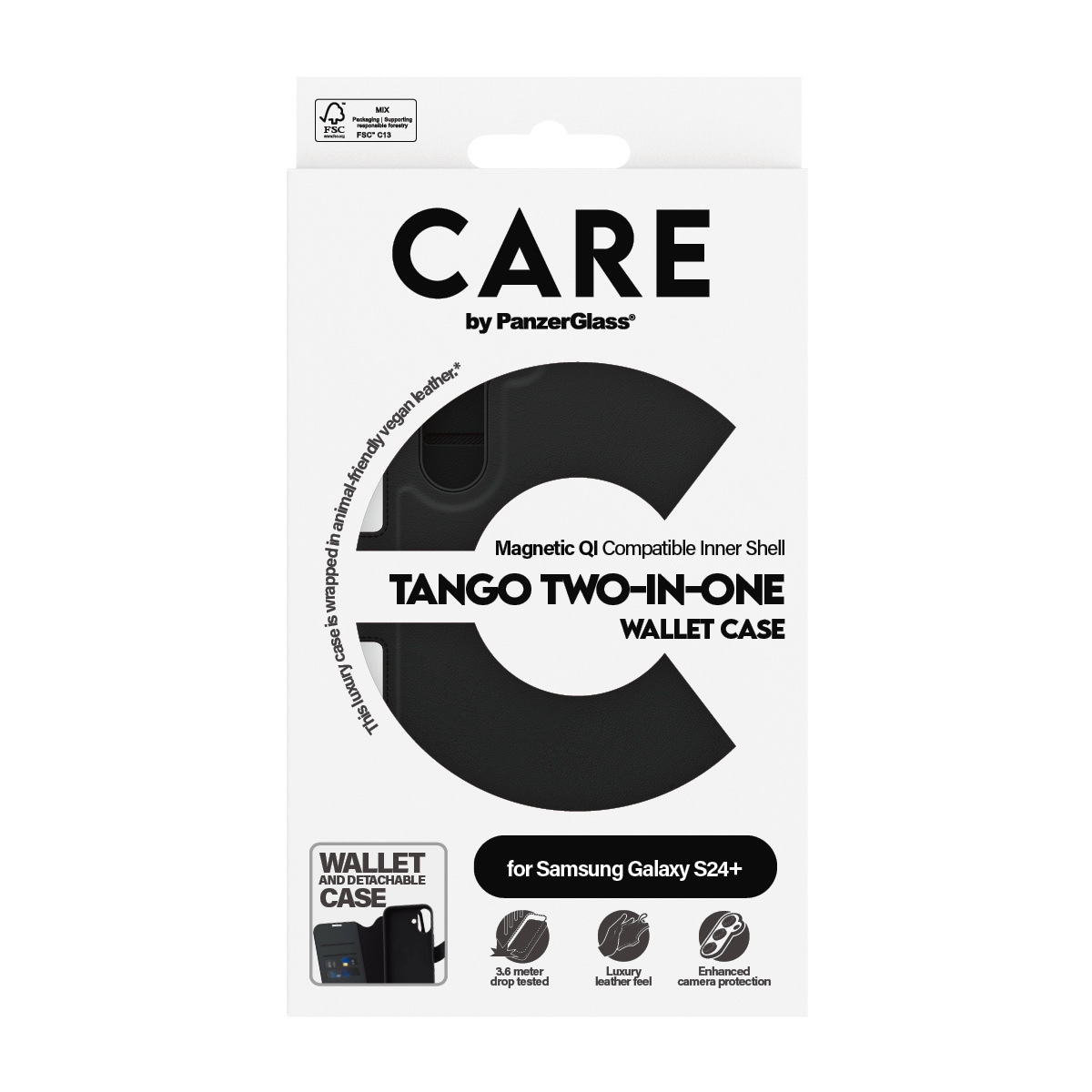 CARE by PanzerGlass Handyhülle »Magnetic Compatible Tango 2-in-1 Wallet Case für Samsung Galaxy S24+« Backcover, Schutzhülle, Handyschutzhülle, Case, Schutzcase, stossfest
