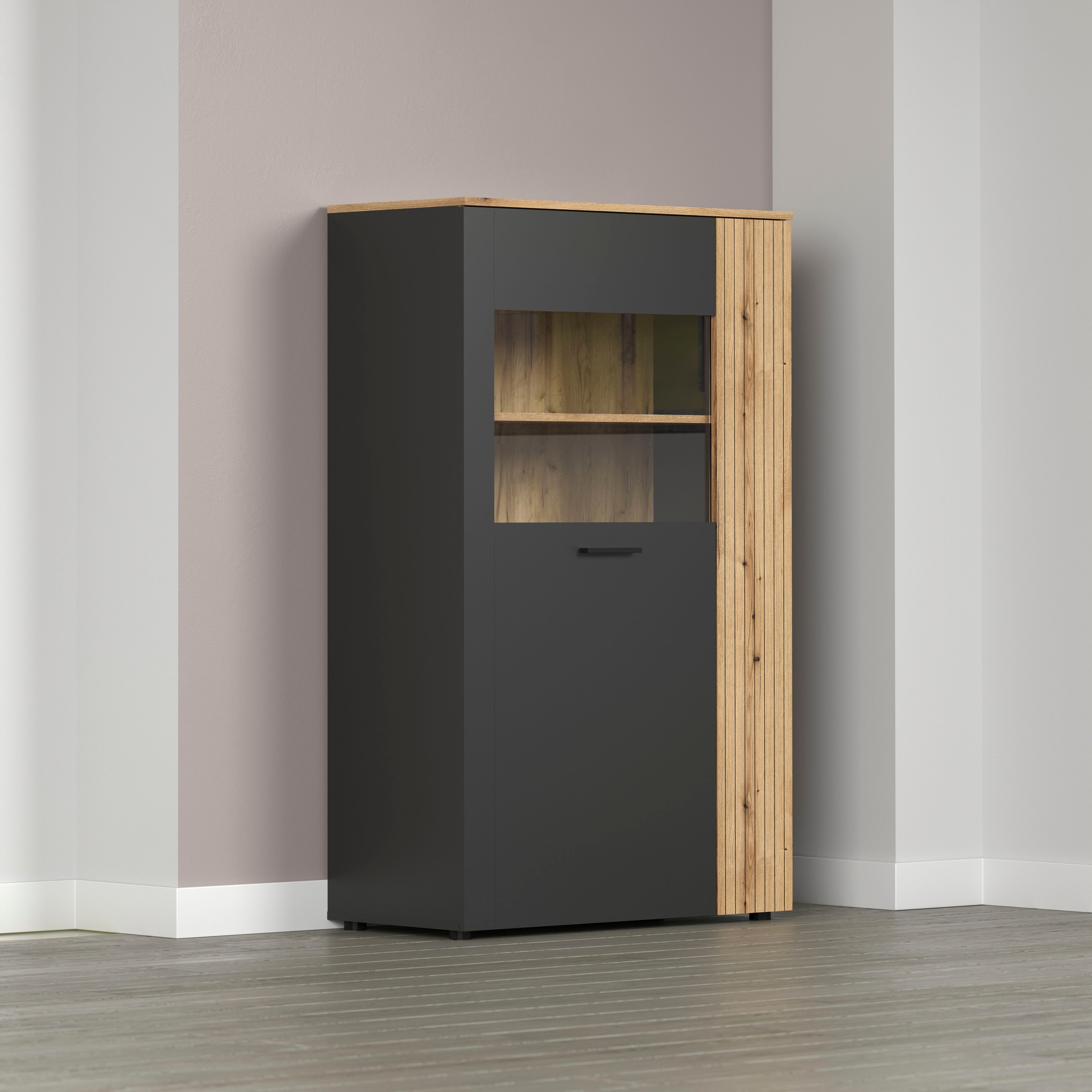 Home affaire Buffet haut »Estepona« 1 cuis tlg. Highboard avec 2 portes - (L/P/H) 90/42/146 cm
