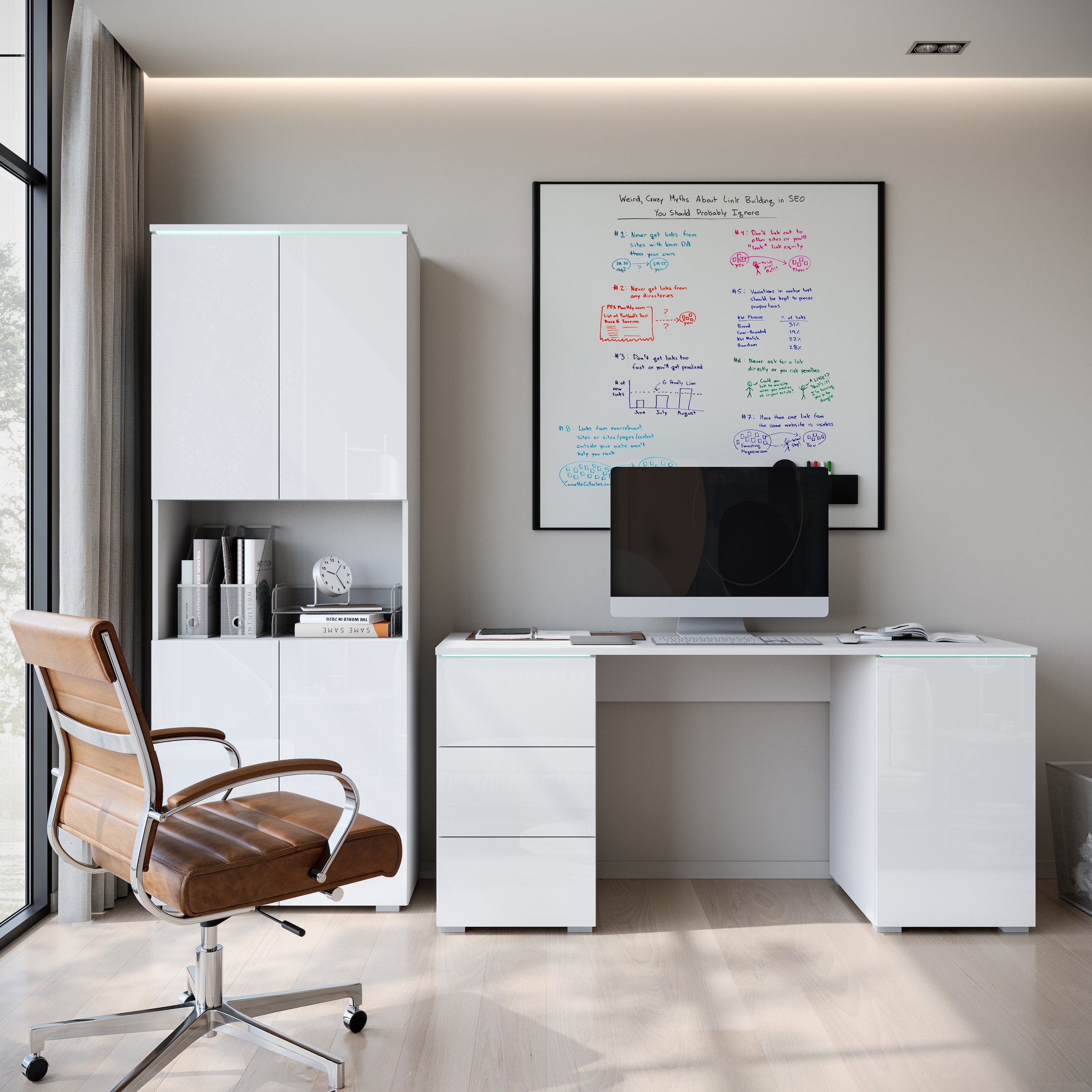 Home affaire Armoire de classement »Vera, Mehrzweckschrank mit LED-Beleuchtung« espace de rangement pratique avec étagères réglables en hauteur, H. 182 cm