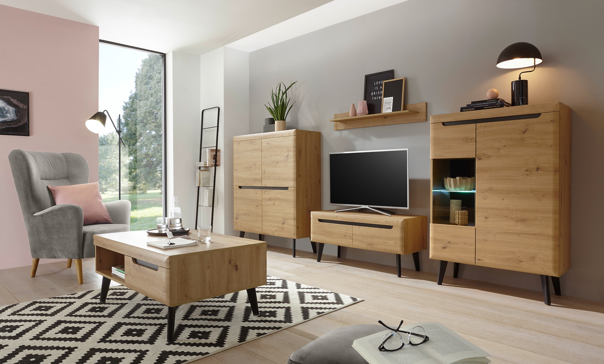 Home affaire Meuble mural »Torge, Anbauwand, Schrankwand, Mediawand, Wohnzimmer-Set« Set, 4 cuis tlg.