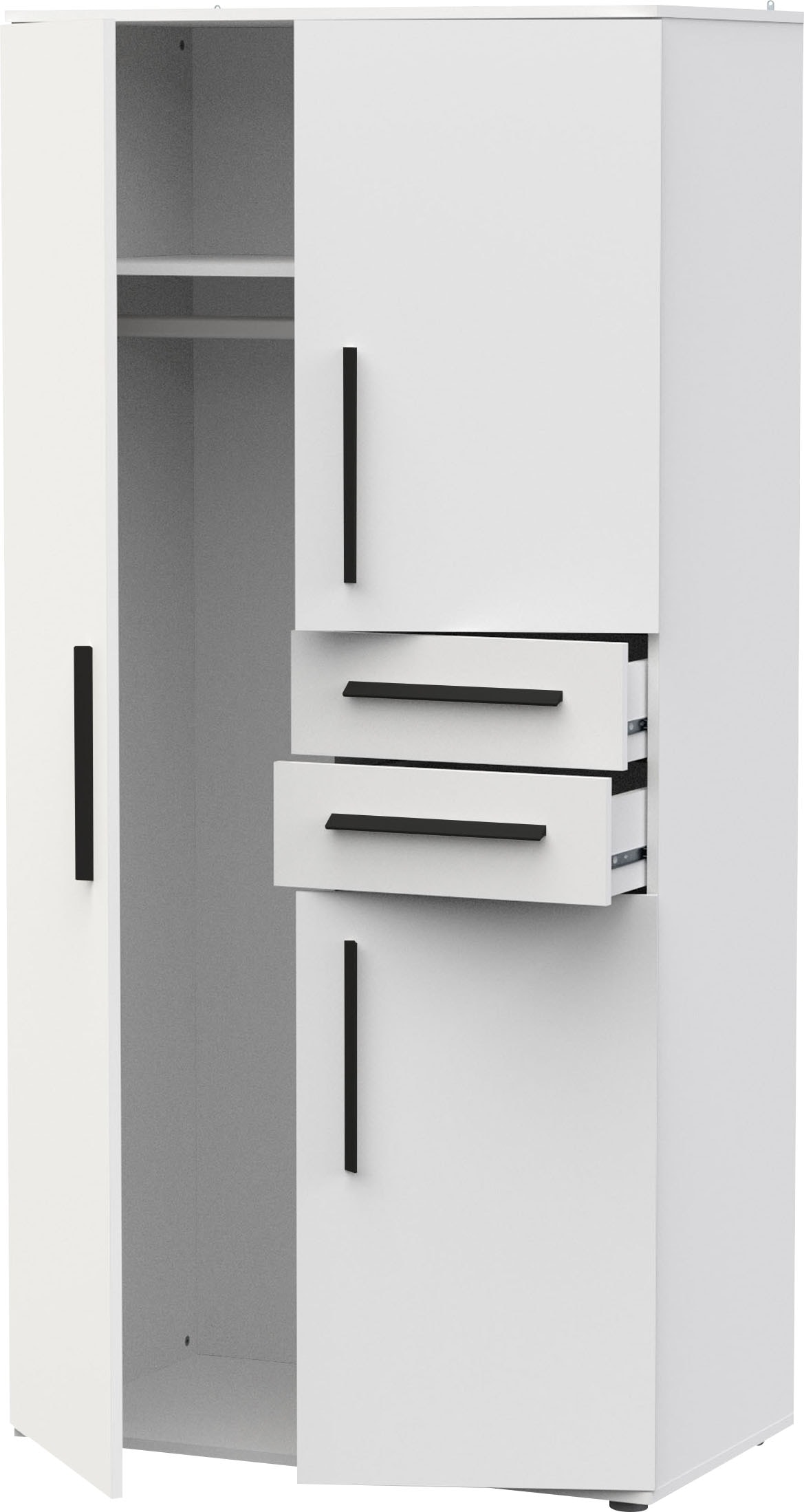 Demeyere GROUP Armoires à vêtements »VERSATIL – mit Schubladen in Komforthöhe & Metall-Kleiderstangen« L/H/P env. 90x190x50 cm,  beaucoup d'espace de rangement, panneau de particules robuste, facile d'entretien, Made in EU