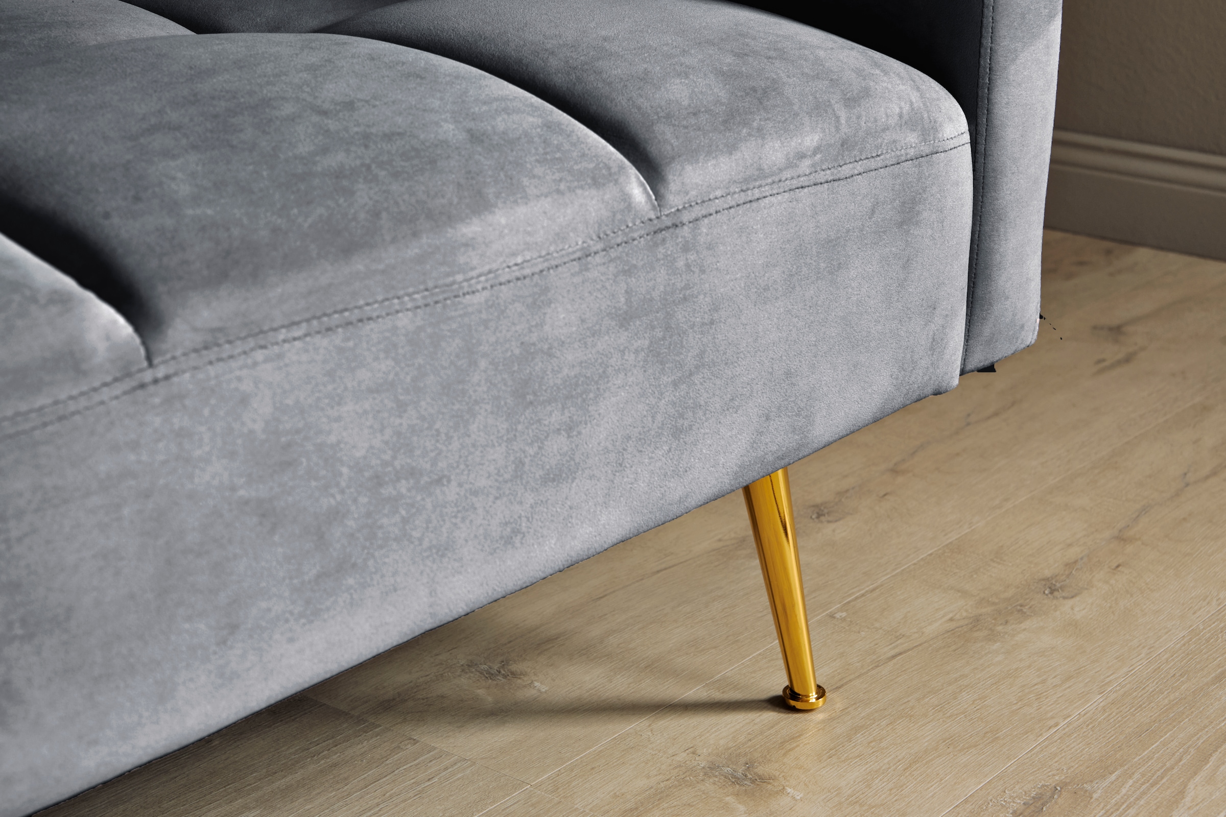 Jahnke Schlafsofa »CHILLAX POSH« mit Schlaffunktion, edler Samtstoff & Füsse im Gold-Look, Breite 213 cm