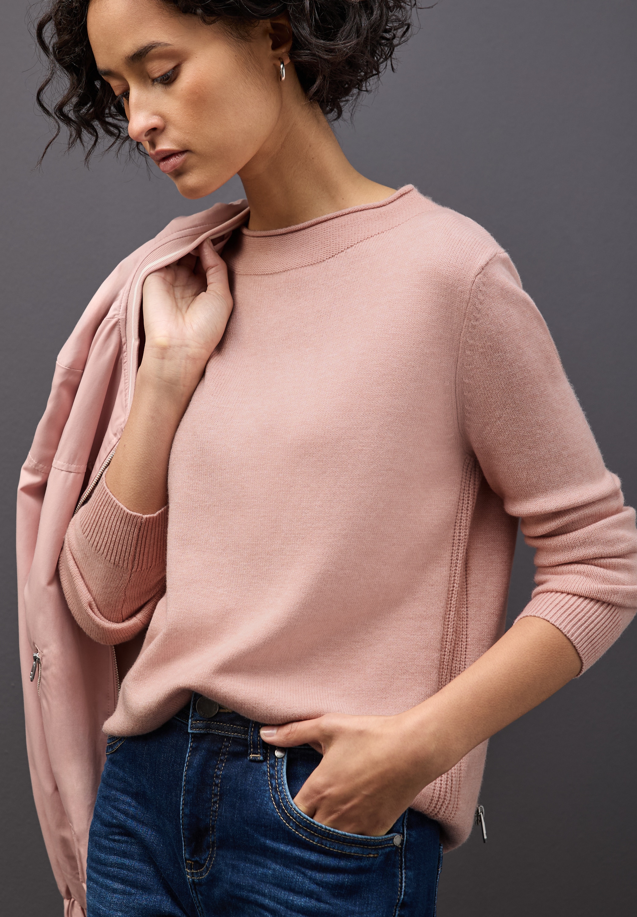 STREET ONE Pull en tricot mit feiner Rollkante