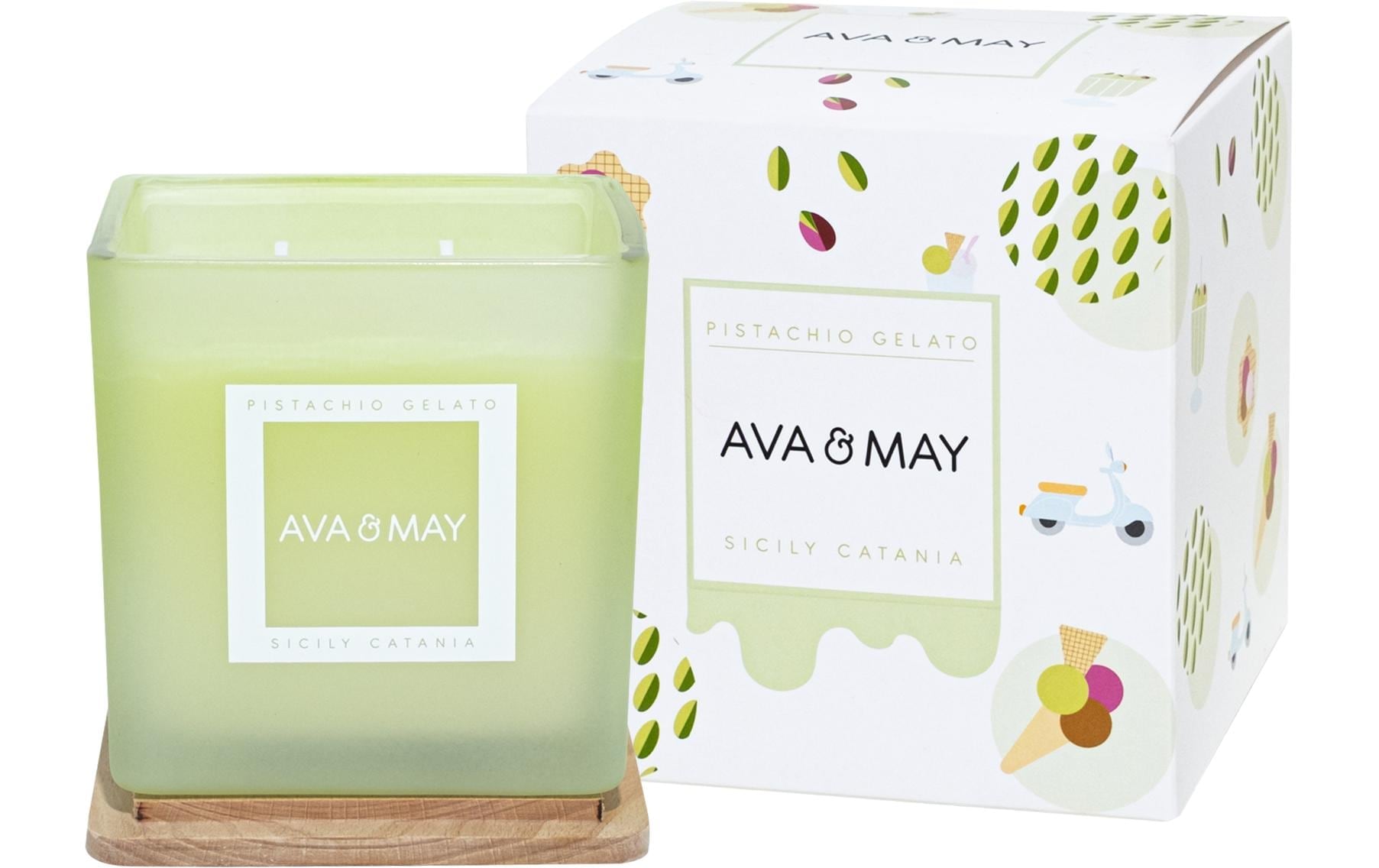 AVA & MAY Bougie parfumée »Pistachio Gelato 450 g«