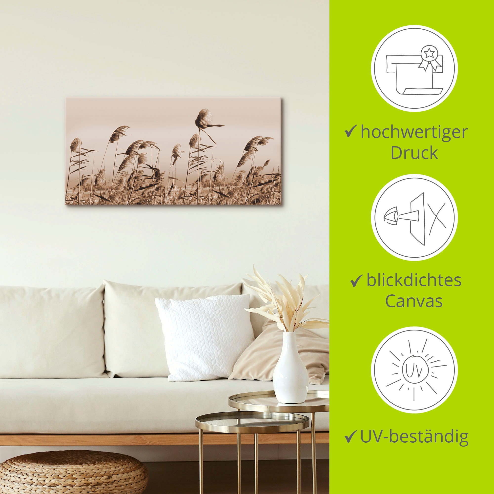 Artland Tableau sur toile »Gräser« 1 cuis tlg. auf Holzrahmen gespannt