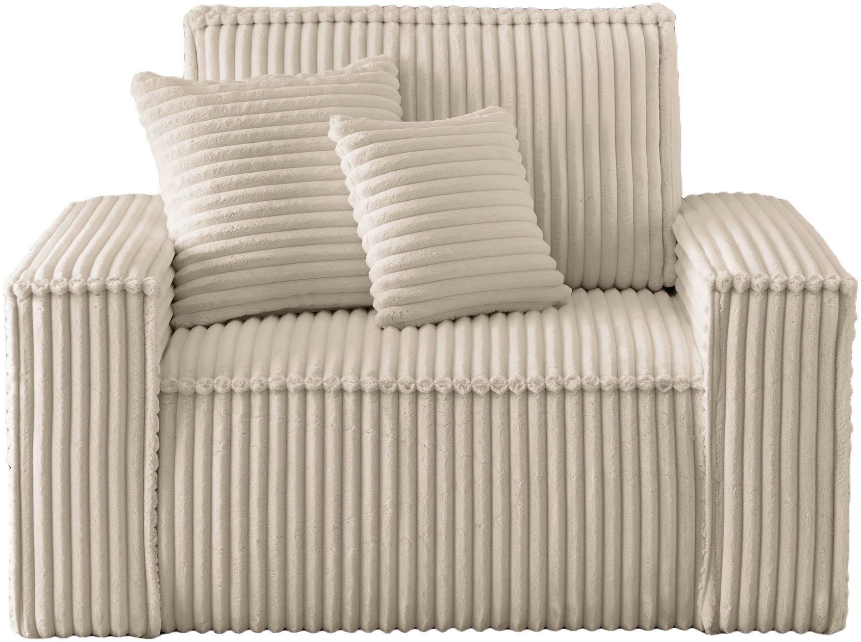 GOODproduct Loveseat »FINNLEY, XXL-Sessel, Lesesessel, trendige Stoffe, inkl. Zierkissen« 1 Stk. tlg. verfügbar in den Stoffqualitäten Bouclé, Struktur fein und Mega Cord
