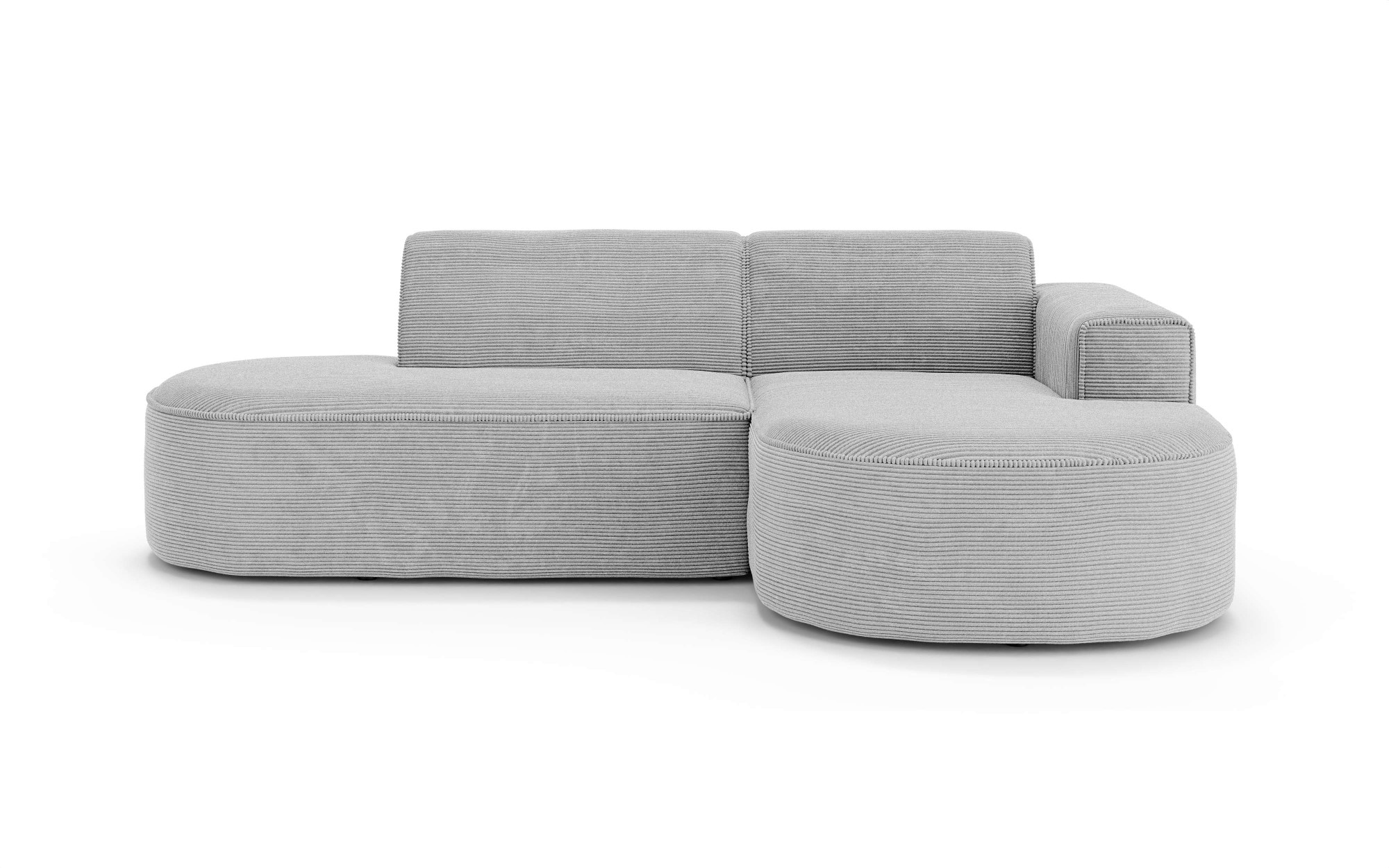 GOODproduct Ecksofa »ADELLA XL Design-Sofa mit Recamiere rechts/links, 263/159/76 cm« L-Form XL mit Wellenunterfederung, runde Form, auch in Cord