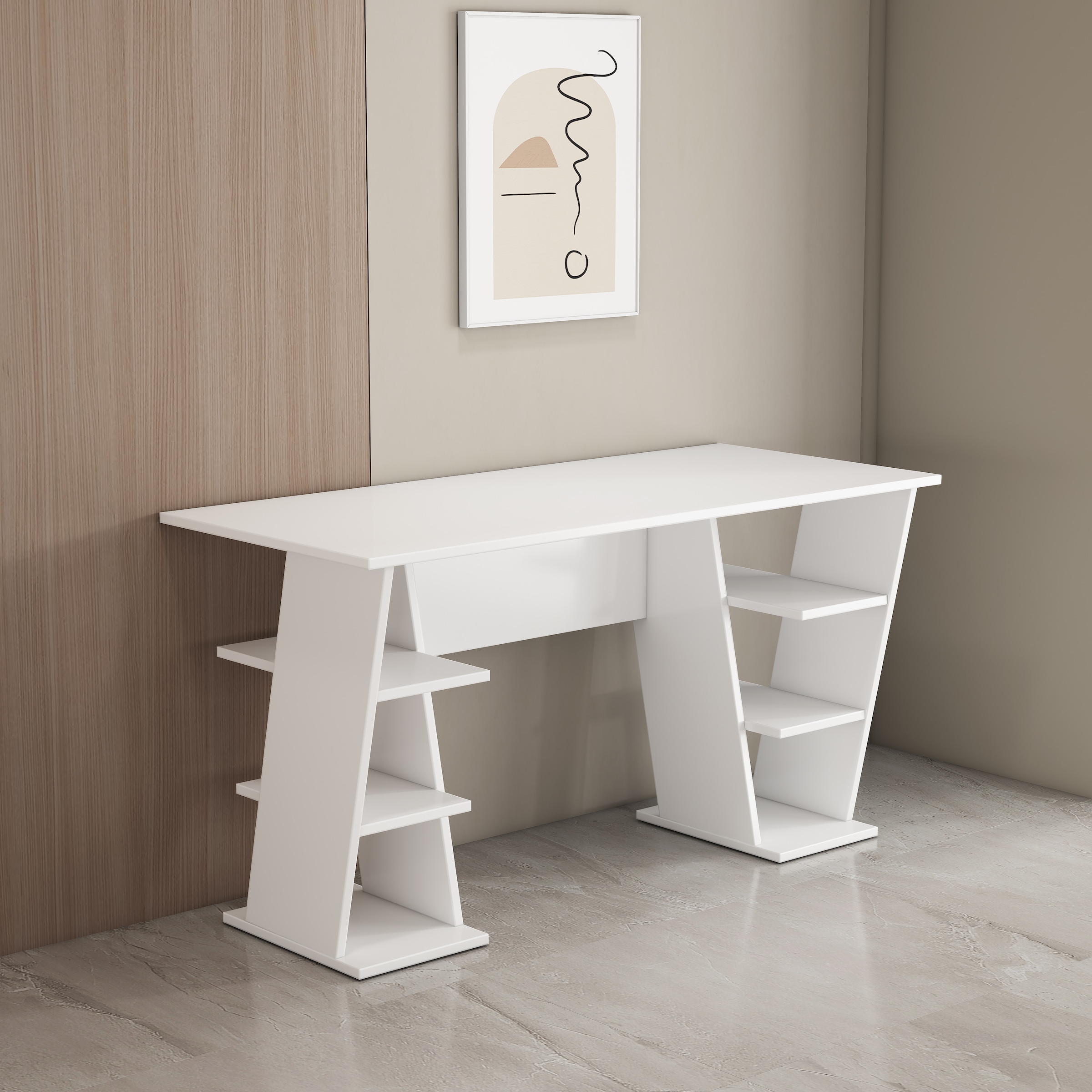 GOODproduct Schreibtisch »Ezzell« Set,  Regalschreibtisch mit Ablagen, modernes Design, Breite 137 cm