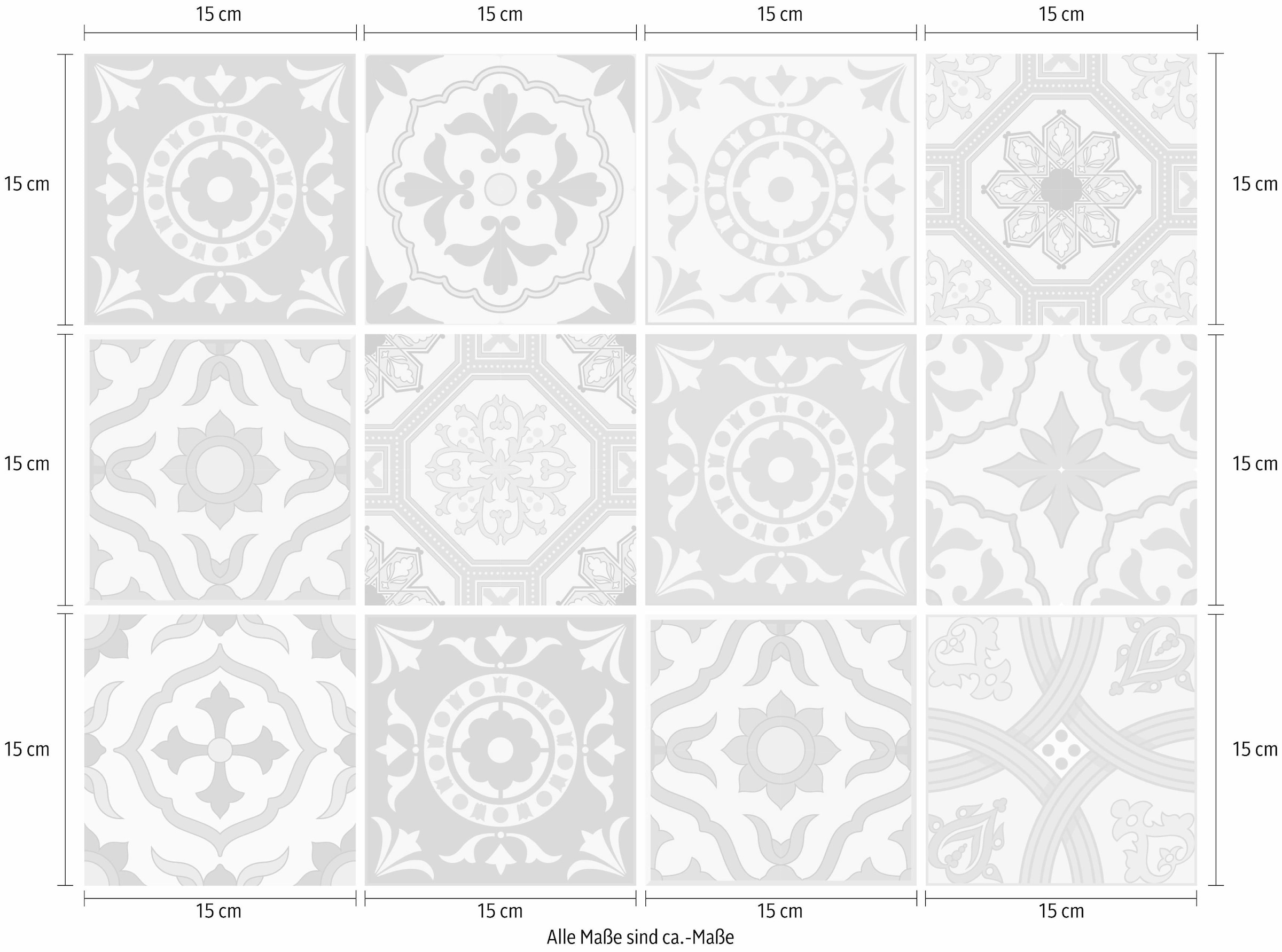 Home affaire Fliesenaufkleber »Ornamente« Stickerfliesen, selbstklebend, Sticker, 12er Set