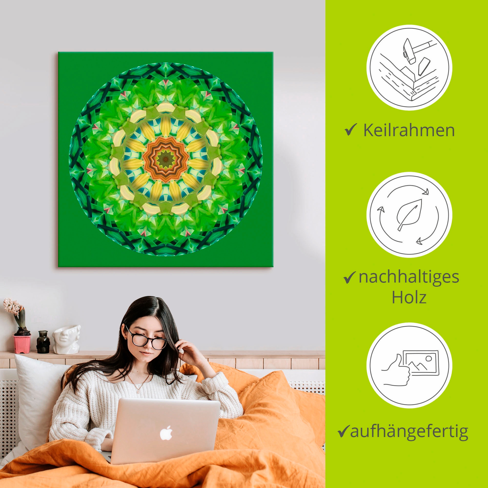 Artland Tableau sur toile »Mandala II« 1 cuis tlg. auf Holzrahmen gespannt