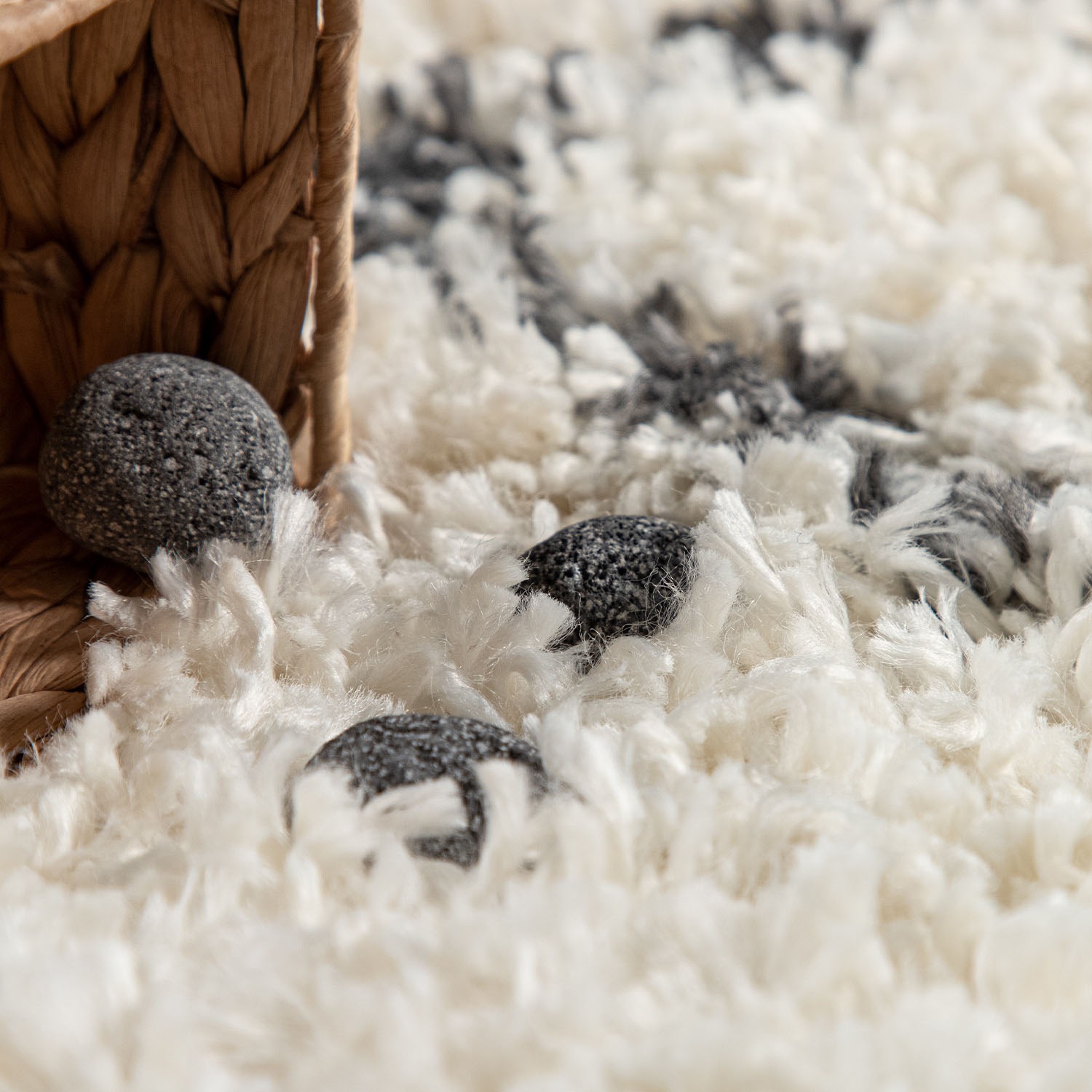 Paco Home Hochflor-Teppich »Kalmar 446« rund 40 mm Höhe Scandi Design, Rauten Muster, weich & kuschelig