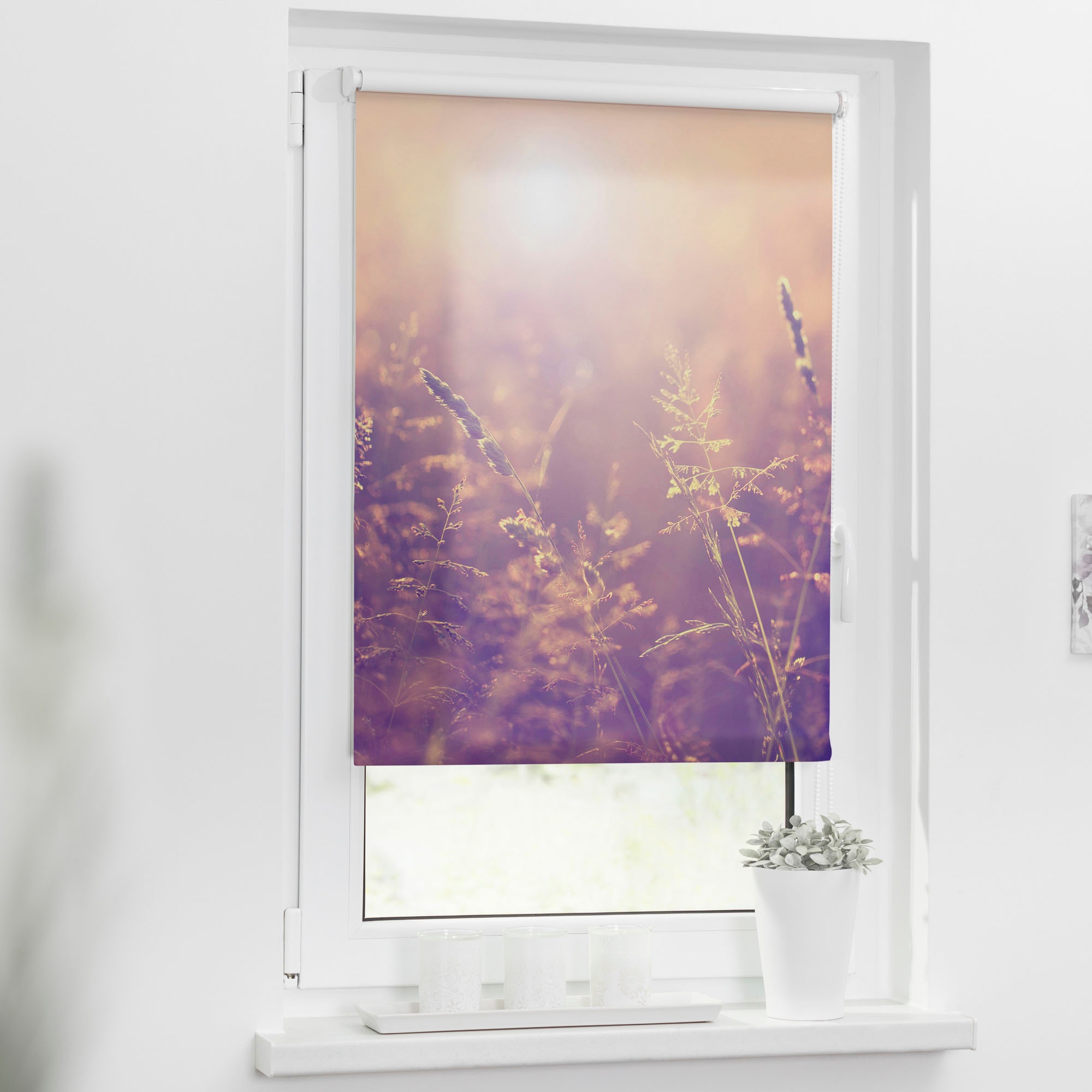 LICHTBLICK ORIGINAL Seitenzugrollo »Rollo Klemmfix, ohne Bohren, Verdunkelung, Sommerabend - Orange« verdunkelnd Verdunkelung | energiesparend freihängend