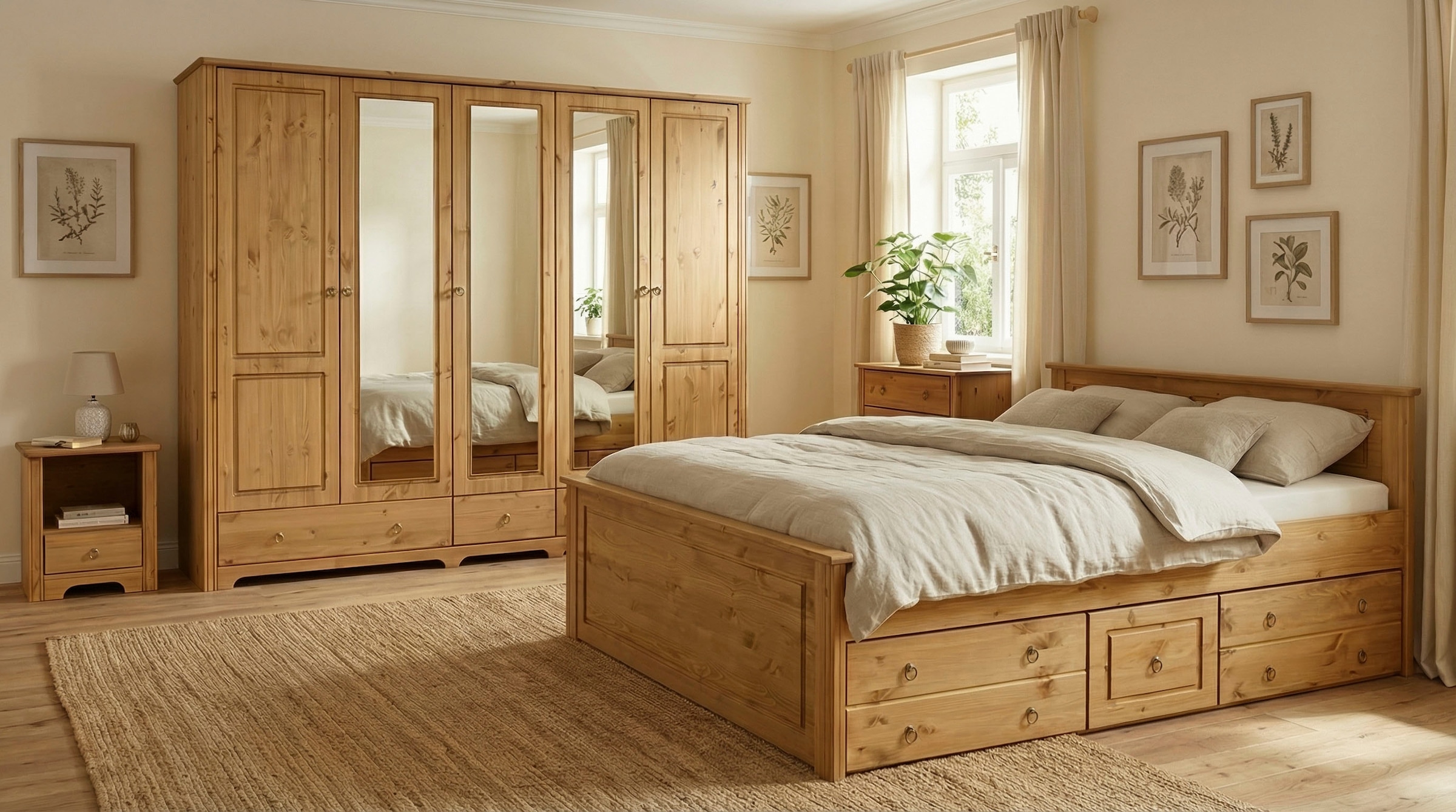 GOODproduct Massivholzbett »Hugo, hohe Belastbarkeit! FSC® zertifiziertes Massivholz, Landhausstil« Breite/Belastbarkeit 180cm/200KG, 140cm/180KG,  Stauraumbett aus massiver Kiefer