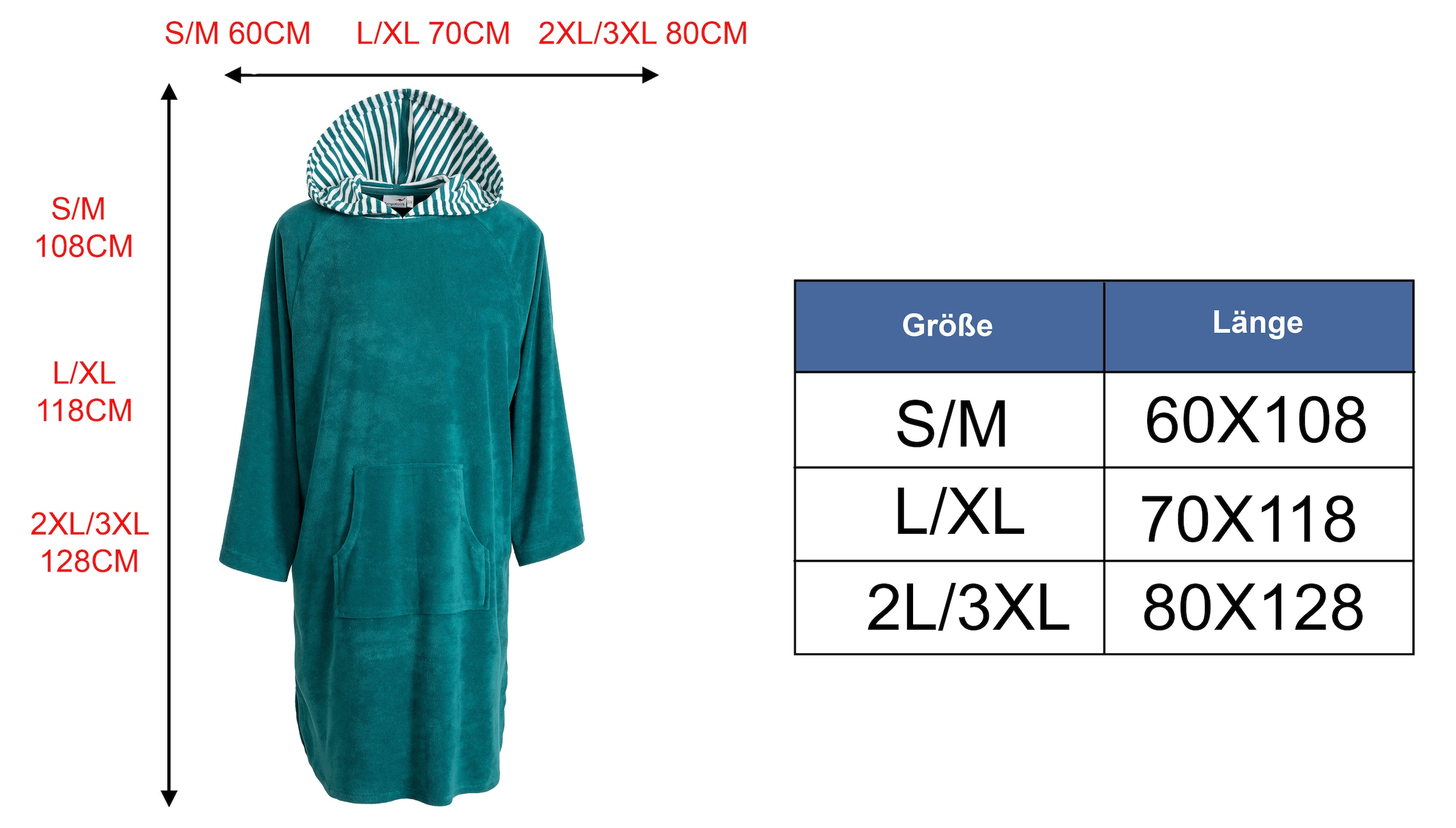 KangaROOS Badeponcho »Dalia Surfponcho, ideal für Sauna, Spa & im Urlaub« 1 Stk. weich, Uni-Farben mit Streifen, leicht, Unisex, für Damen und Herren