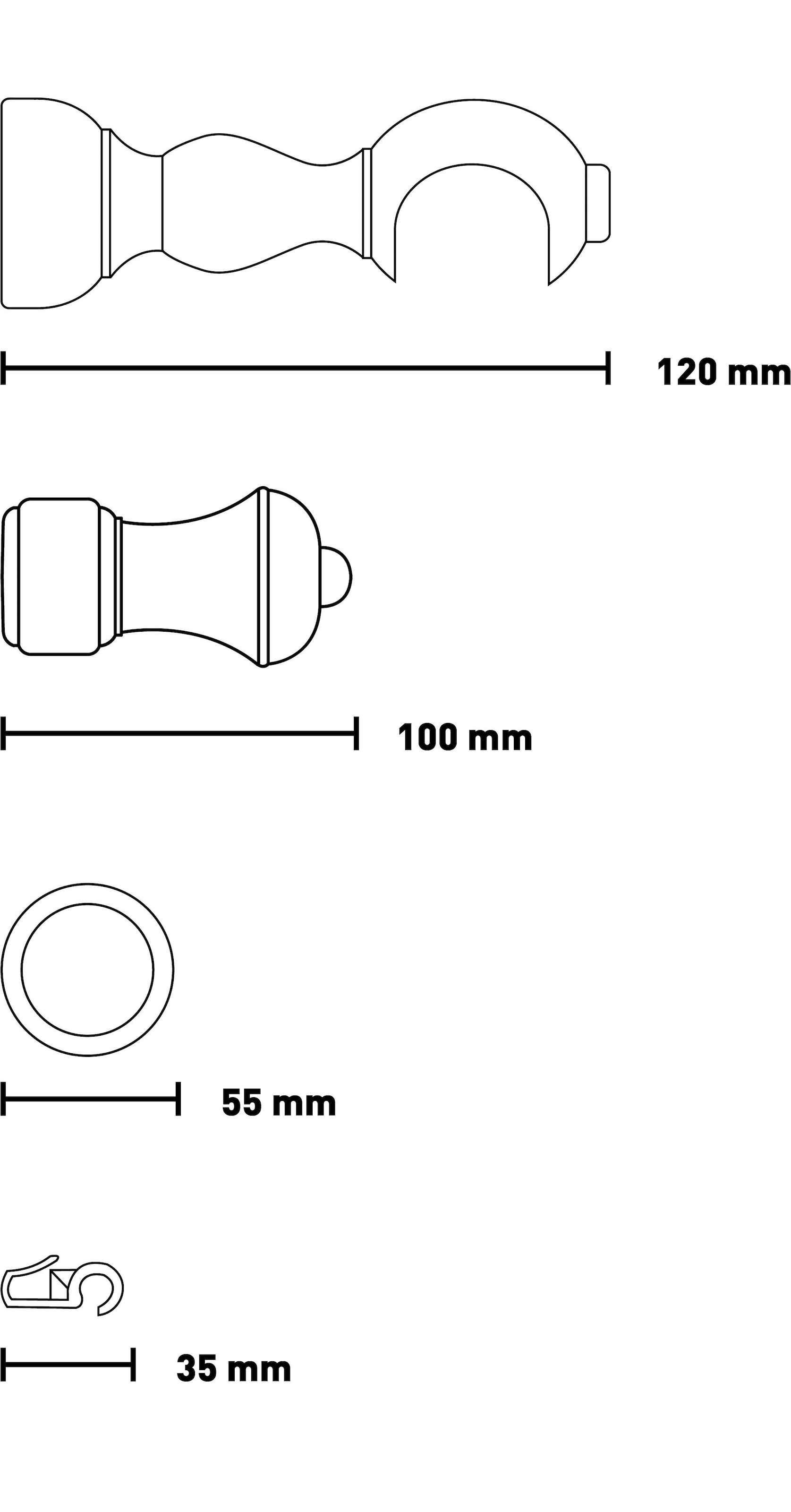 SN DECO GROUP Gardinenstange »Ares« 1 läufig-läufig Fixmass 28 mm, Holz, verschiedene Längen und Farben, Komplettset