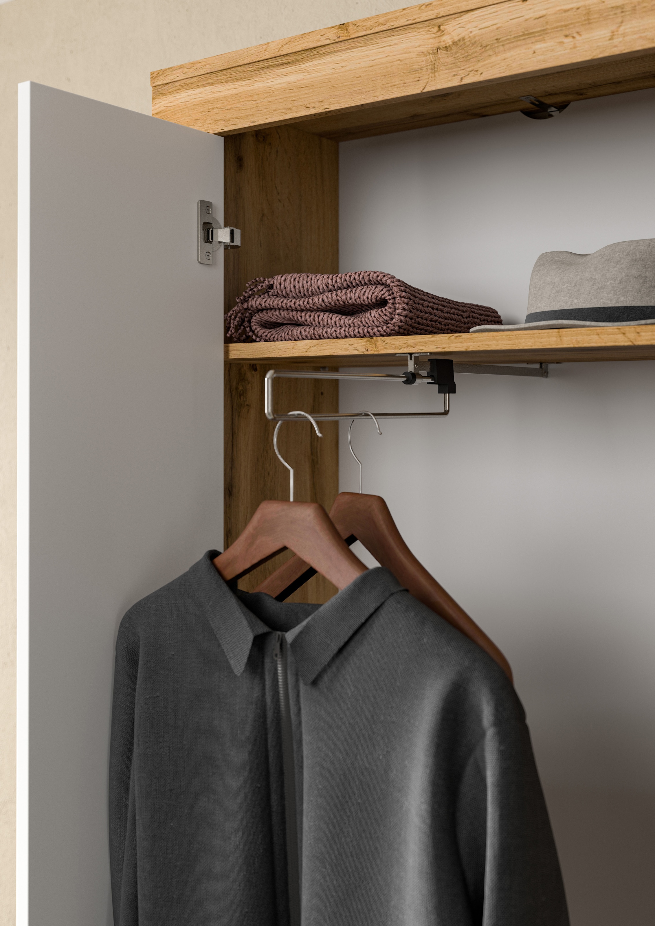 Home affaire Garderoben-Set »AOSTA, TOPSELLER!, Breite 285cm, 5-teilige Garderobenkombination« Set, bestehend aus: Garderobenschrank, Sitzbank, Paneel, Spiegel & Kommode, 5 Stk. tlg.