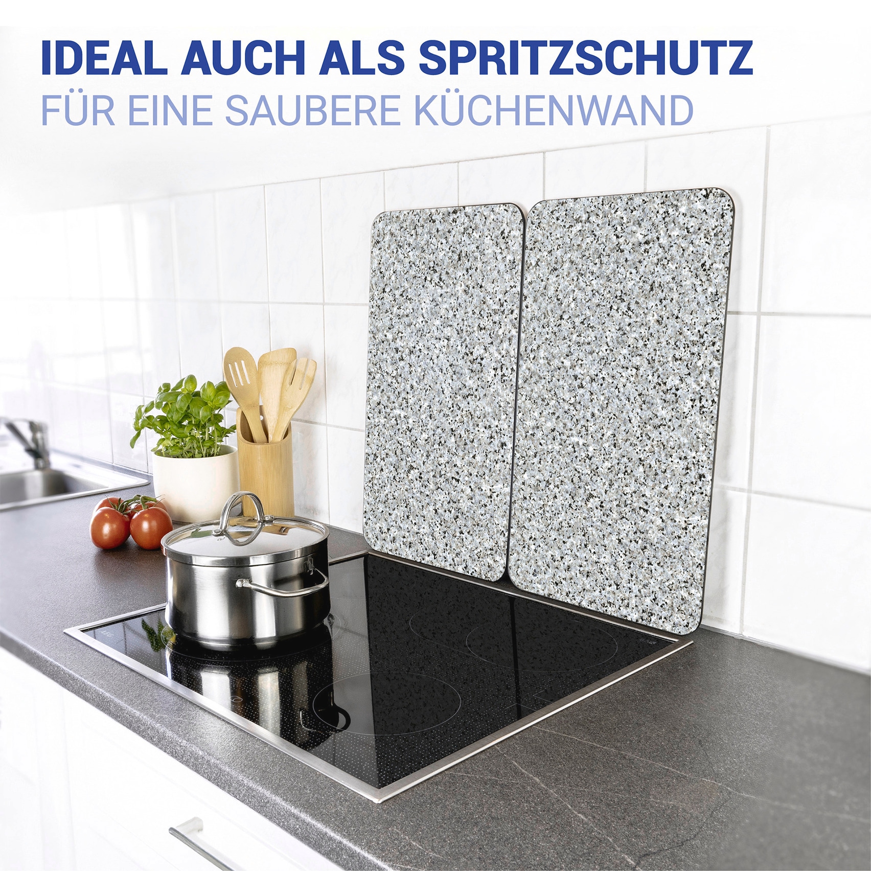 WENKO Herd-Abdeckplatte »Universal Modell Granit« Herdabdeckung für alle Herdarten, kratzfest, mit rutschfesten Füssen