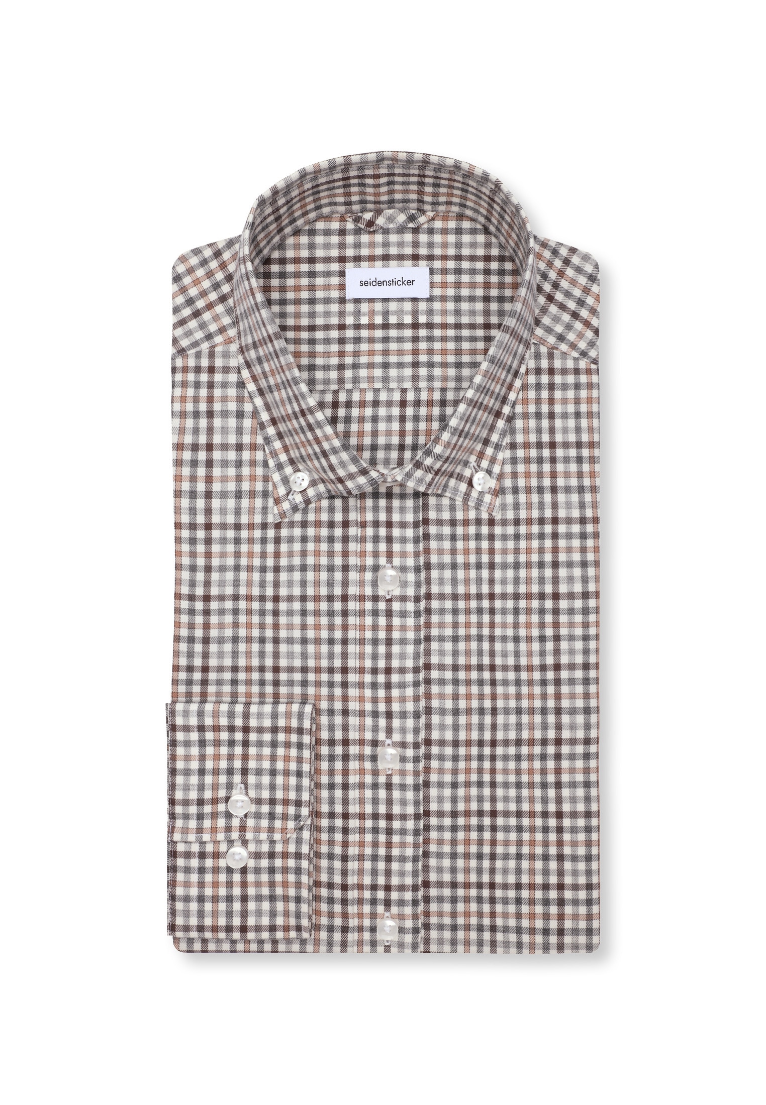 seidensticker Flanellhemd »Schwarze Rose« Slim 1/1 Button-Down-Kragen Karo