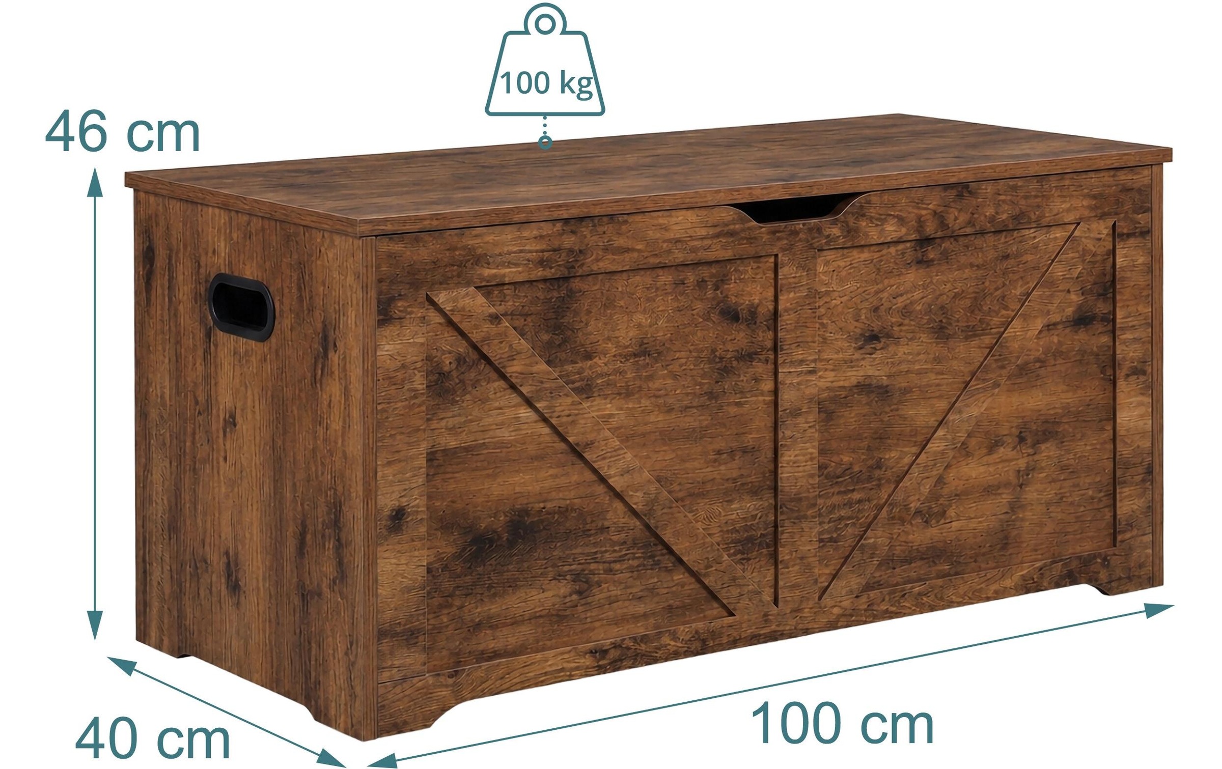 relaxdays Truhe »relaxdays Aufbewahrungstruhe 100 x 46 cm, Braun«