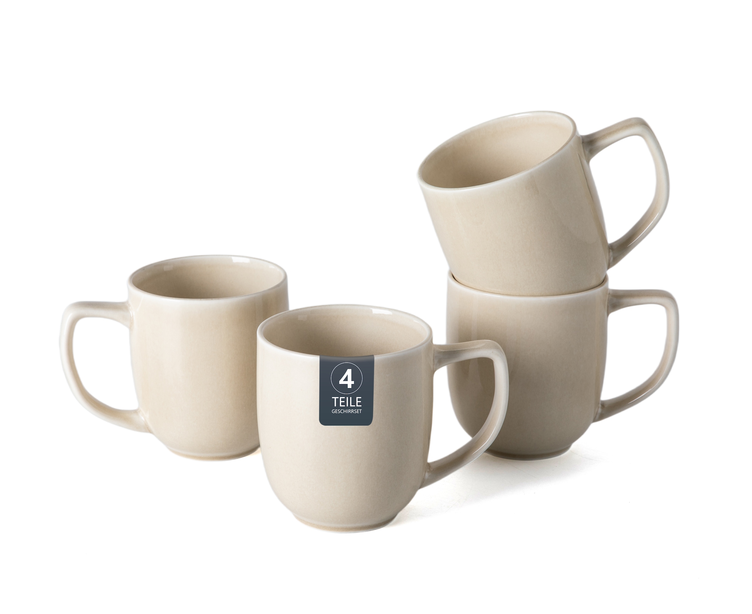 GOODproduct Gobelet »Kaffeebecher Flett, mit Reaktivglasur, 4er Set« spülmaschinenfest und mikrowellengeeignet, 340 ml