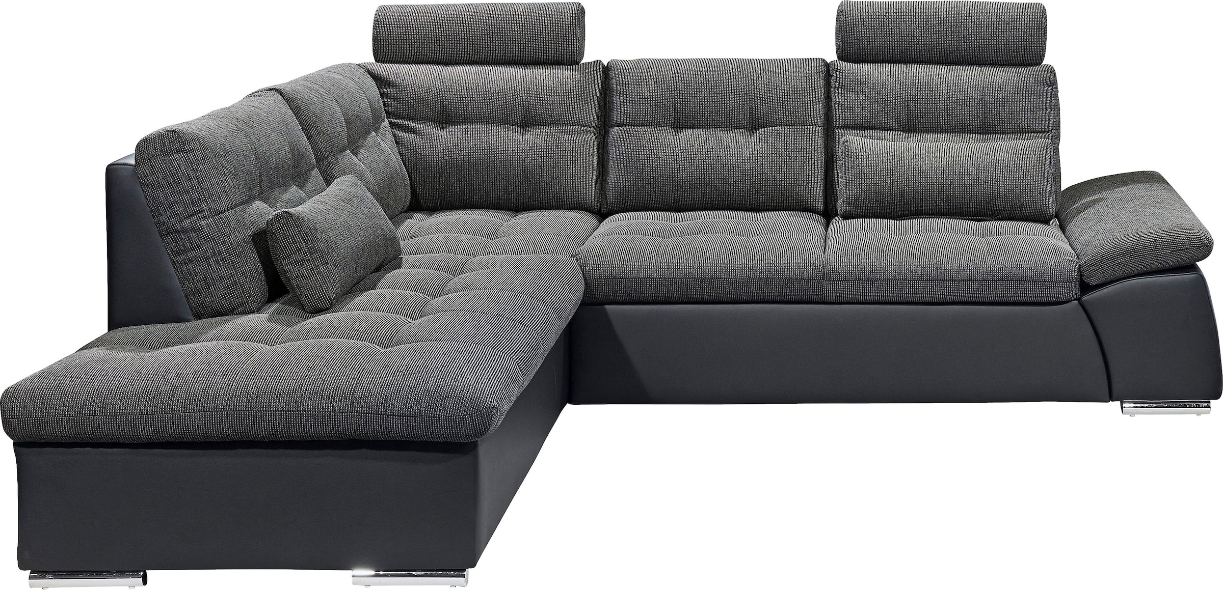 ED EXCITING DESIGN Canapé d'angle »Jakarta L-Form« avec fonction lit, réglage des accoudoirs, appuie-têtes & 2 coussins lombaires