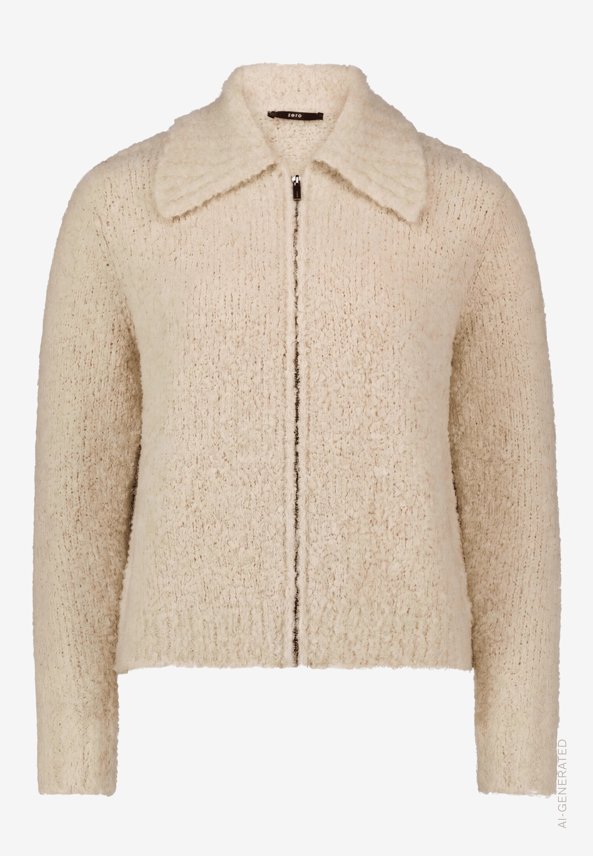Zero Cardigan Grob-Strickjacke mit Hemdkragen und Reissverschluss