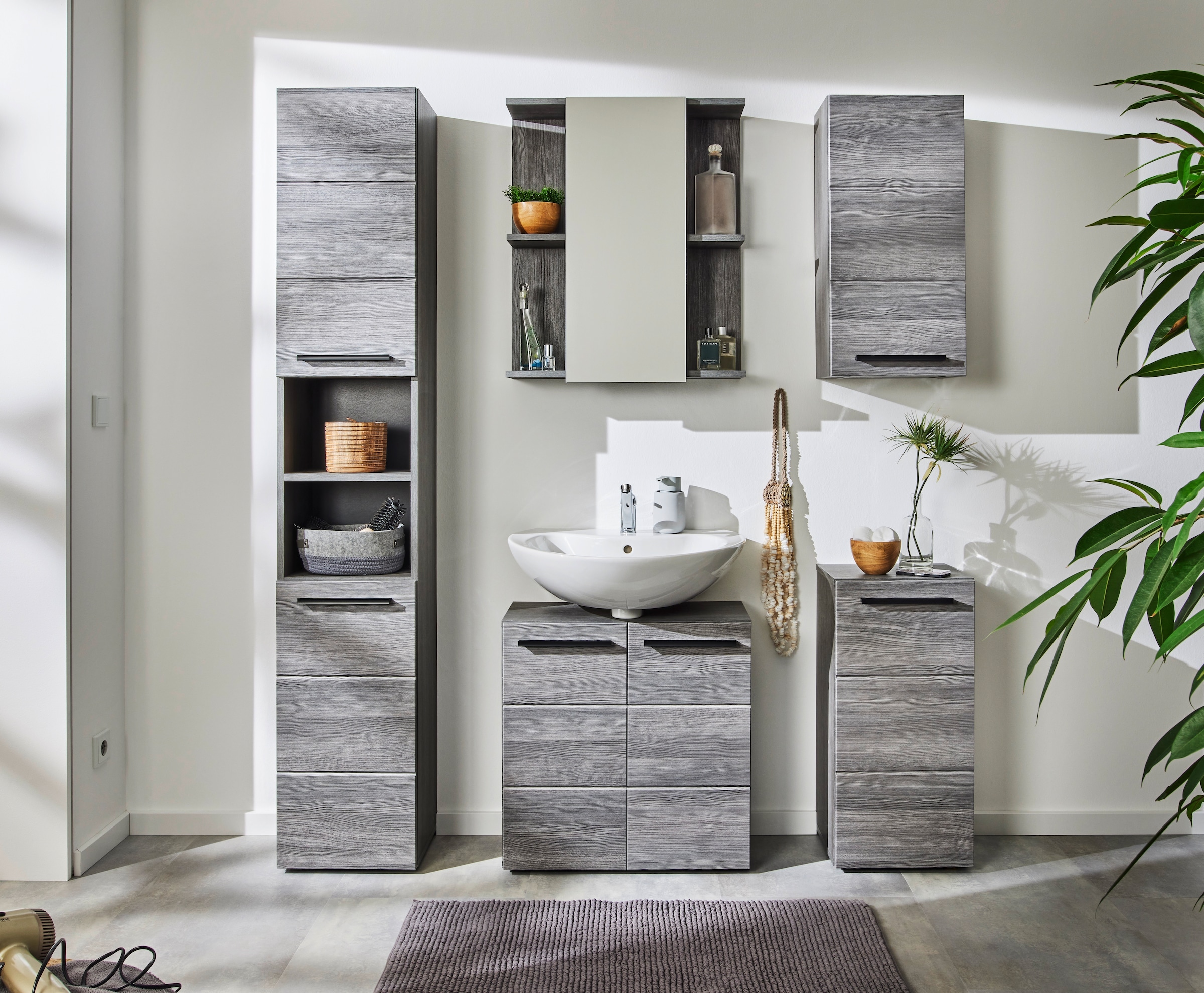 BASIC by Balculina Hängeschrank »Silver, Badezimmerschrank BxHxT 34x70x23« 1 Stk. tlg. Breite 34cm, Tür L/R monierbar, FSC-Mix 70%