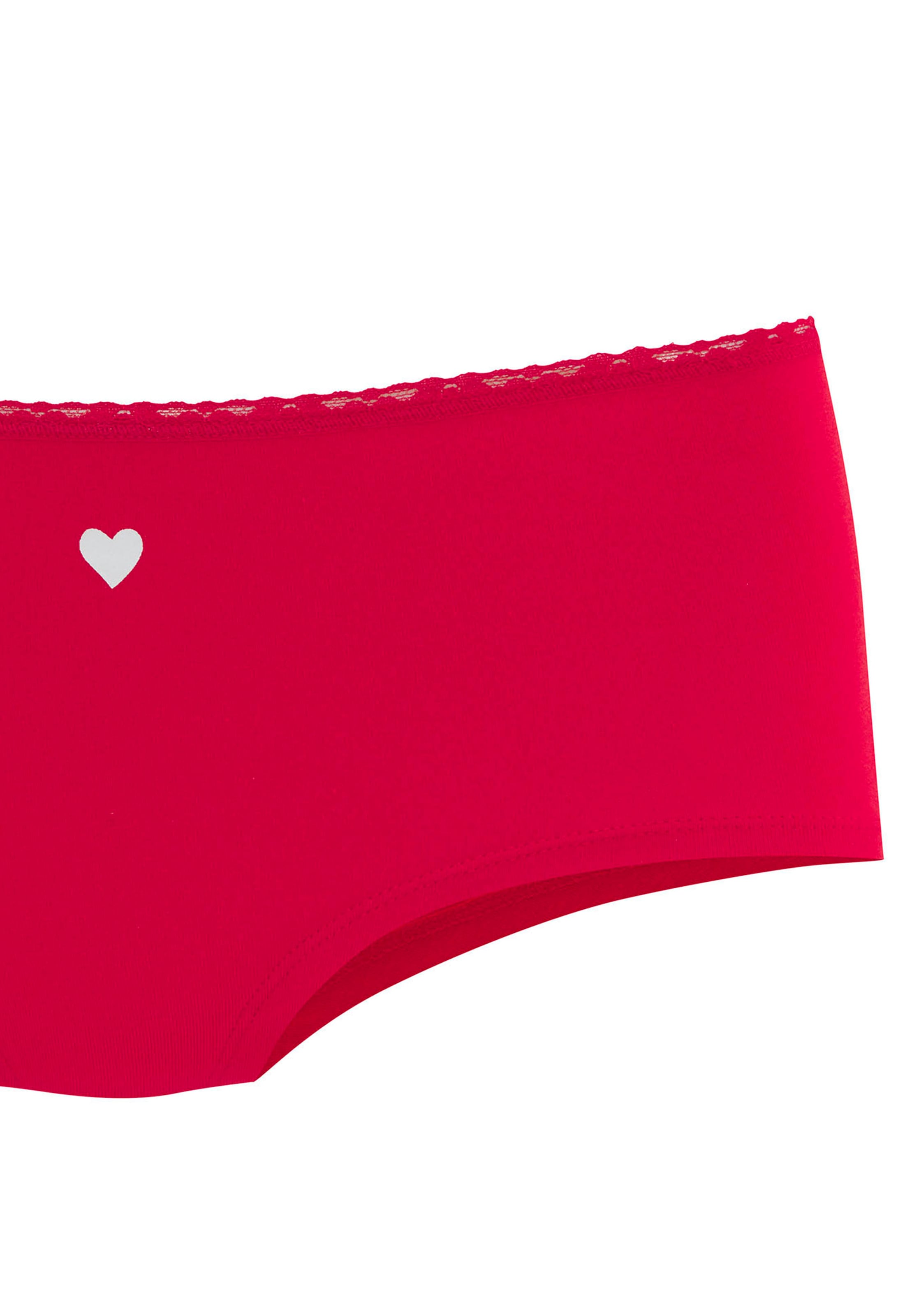 LASCANA Panty »Geschenk Box« pack de 5,  avec imprimés cœurs mignons et en coton élastique