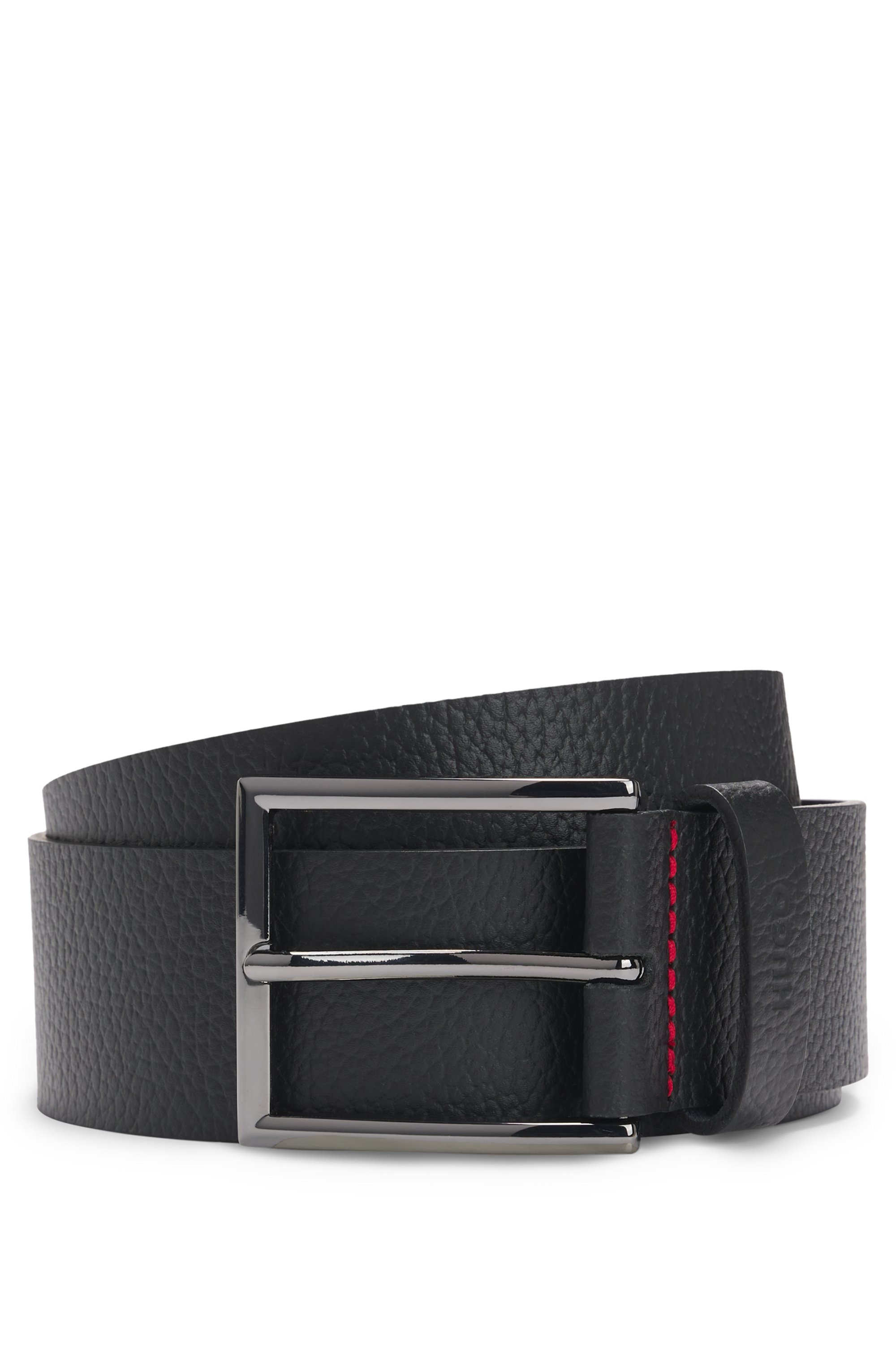 HUGO Ceinture en cuir »Giaspo-Gr Sz40 10« mit roter Kontrastnaht