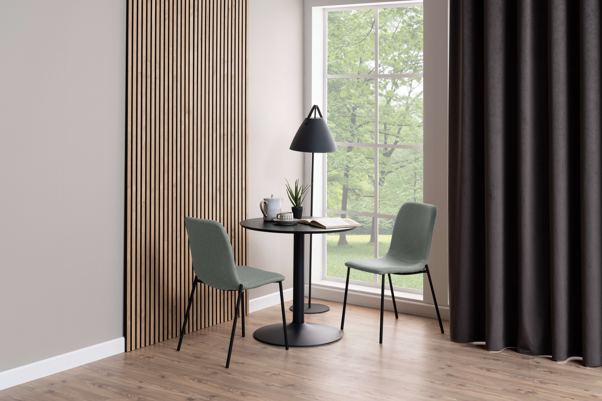 ACTONA GROUP Esstisch »Ibiza, Runder Küchentisch - pflegeleicht, platzsparend & robust« Tisch, Tulpentisch, 1 Stk. tlg. Cafetisch, Esstisch rund Ø 80 cm, Schwarz, mit Trompete Gestell