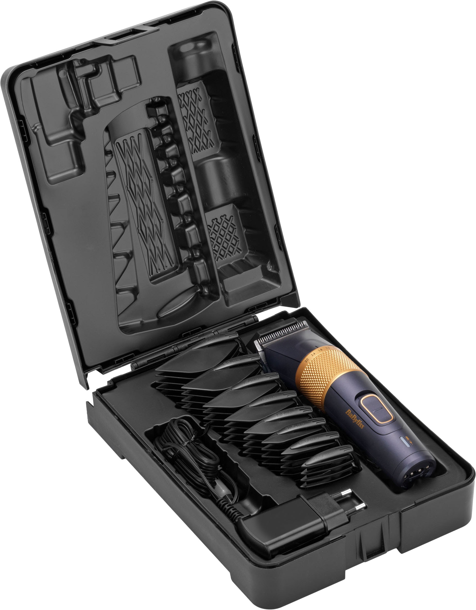 BaByliss Tondeuse à cheveux »Lithium Power Haarschneider E986E mit Karbon-Titanium-Klingen« 8 Aufsätze Lithium-Ionen-Akku für lange Laufzeit, 45 Schnittlängen