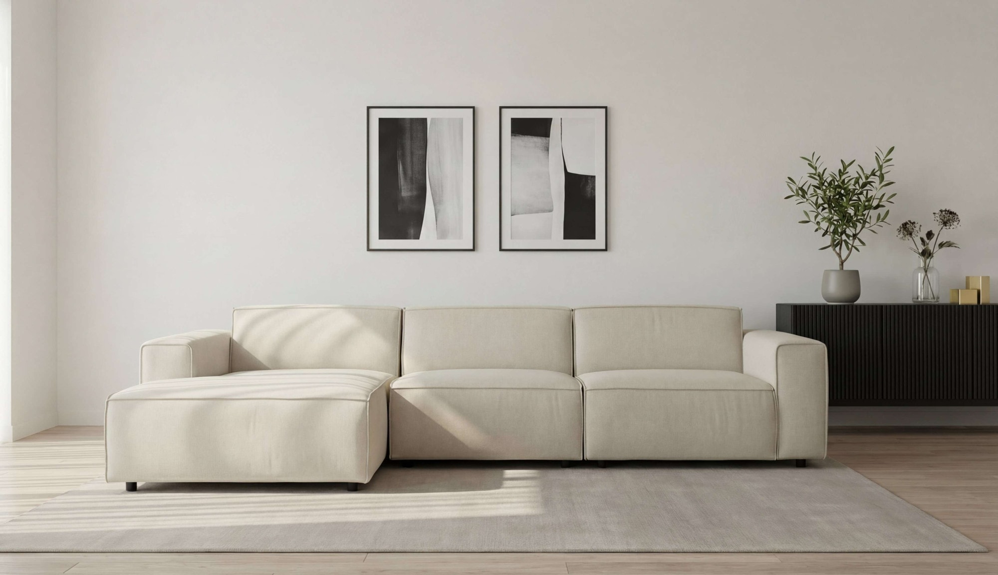 GOODproduct Canapé d'angle »Jorrena, extra weicher Chenille-Stoff« Forme en L, 3 niveaux de confort, largeur 316 cm, avec suspension à ressorts ondulés
