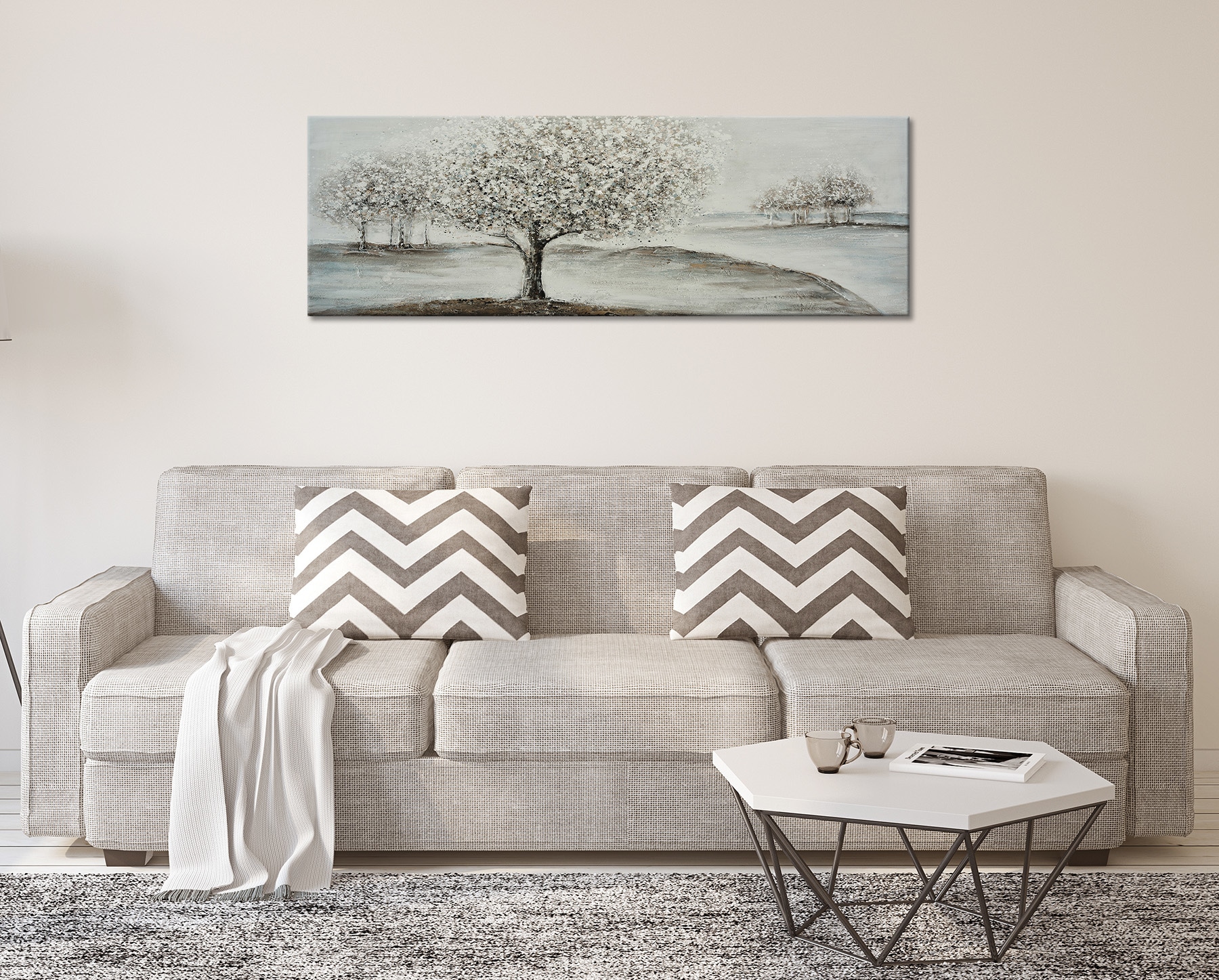 Bönninghoff Peinture à l'huile »handarbeit BÄUME 40x120 cm – Wandbild Kunst Deko modern« Arbre | Images d'arbres | Paysages fabriqué à la main, chaque image est unique