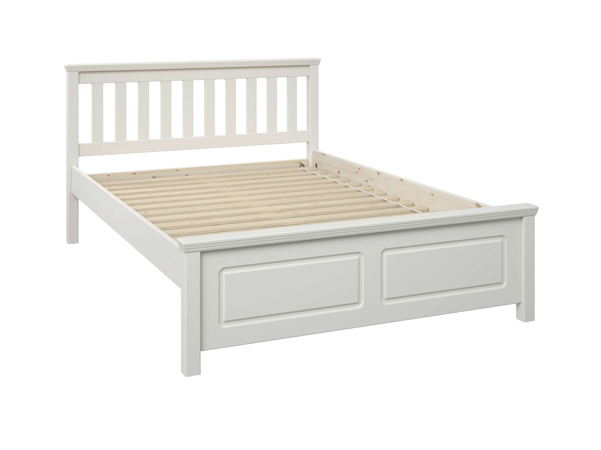 GOODproduct Lit »Fredegard, skandinavischer Stil, vielseitig kombinierbar, 2 Breiten« 180er oder 140er Breite,  teilmassiv, Sprossen am Kopfteil, mit Lattenrost, Kassettenoptik